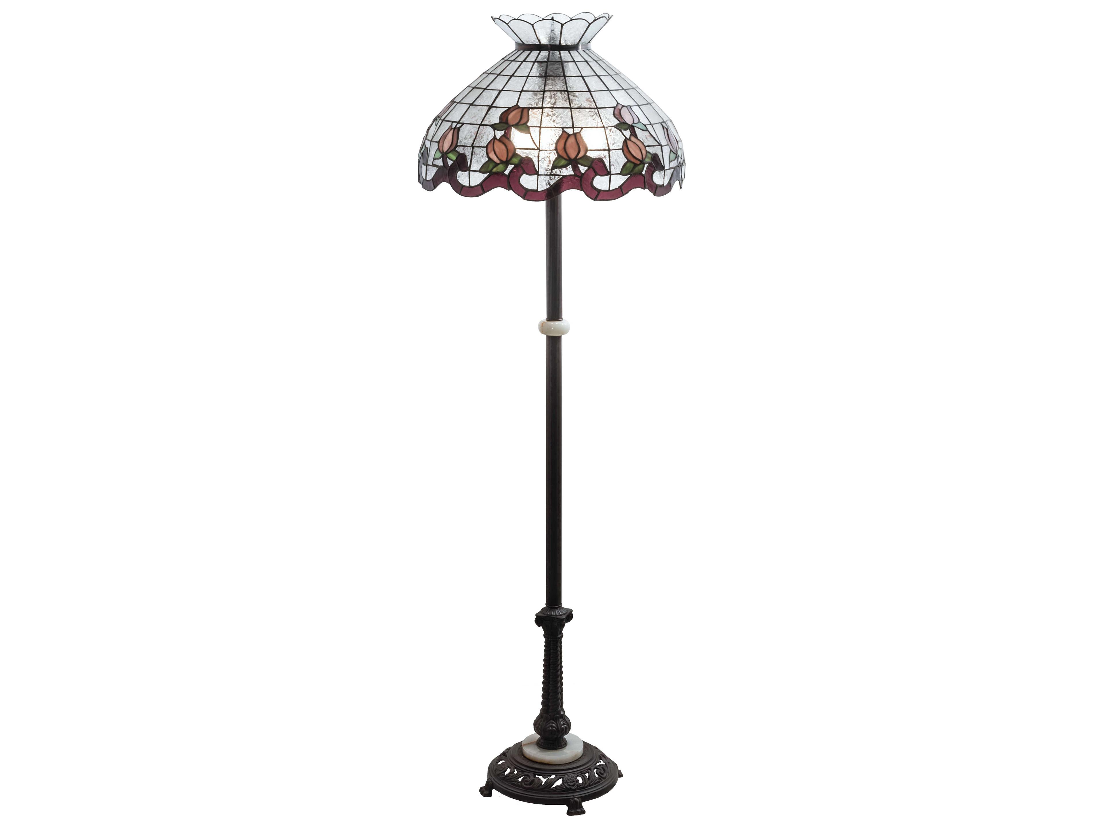 Roseborder Glass Tiffany Mahogany Bronze Floor Lamp