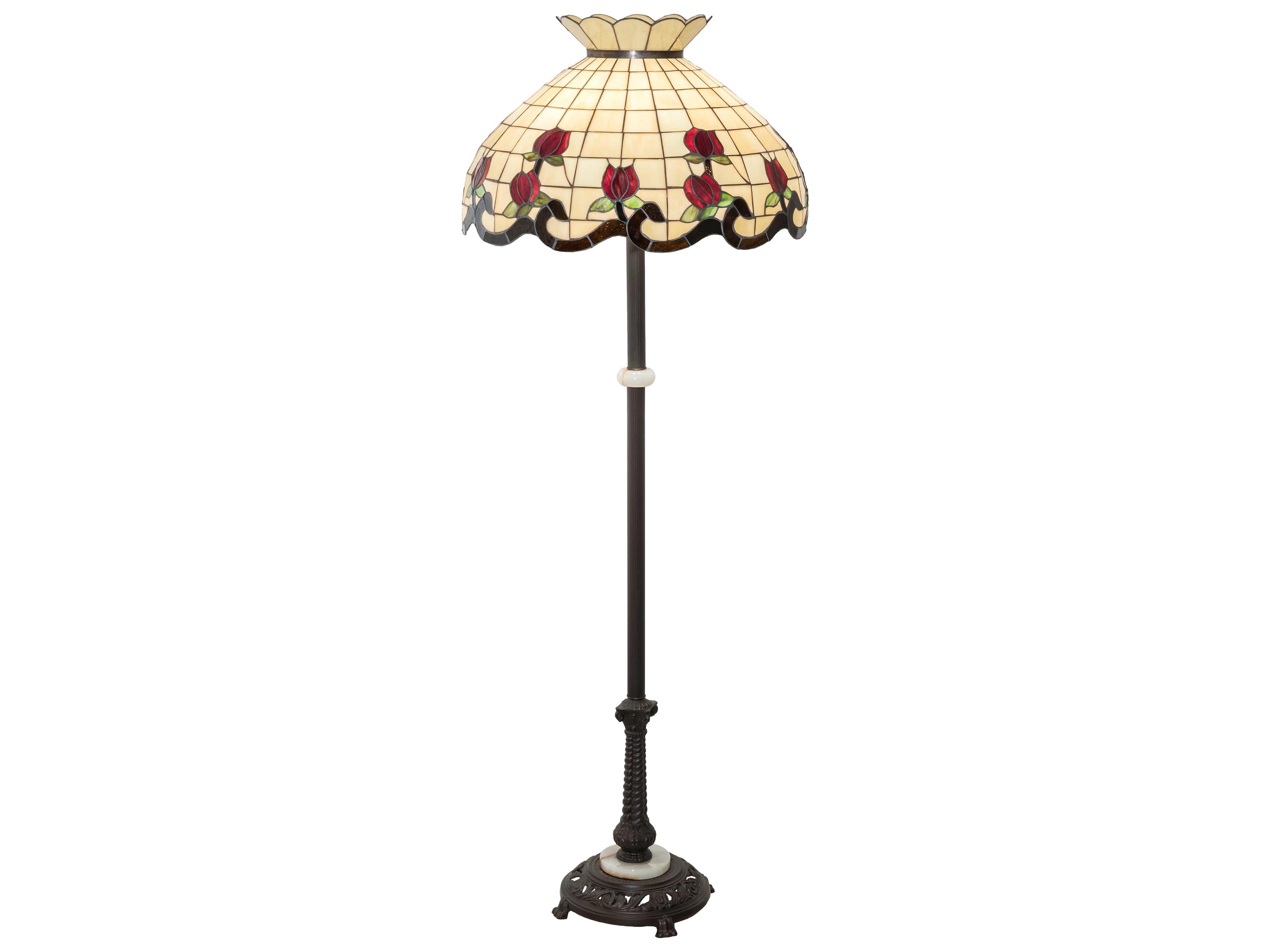 Roseborder Glass Tiffany Mahogany Bronze Floor Lamp