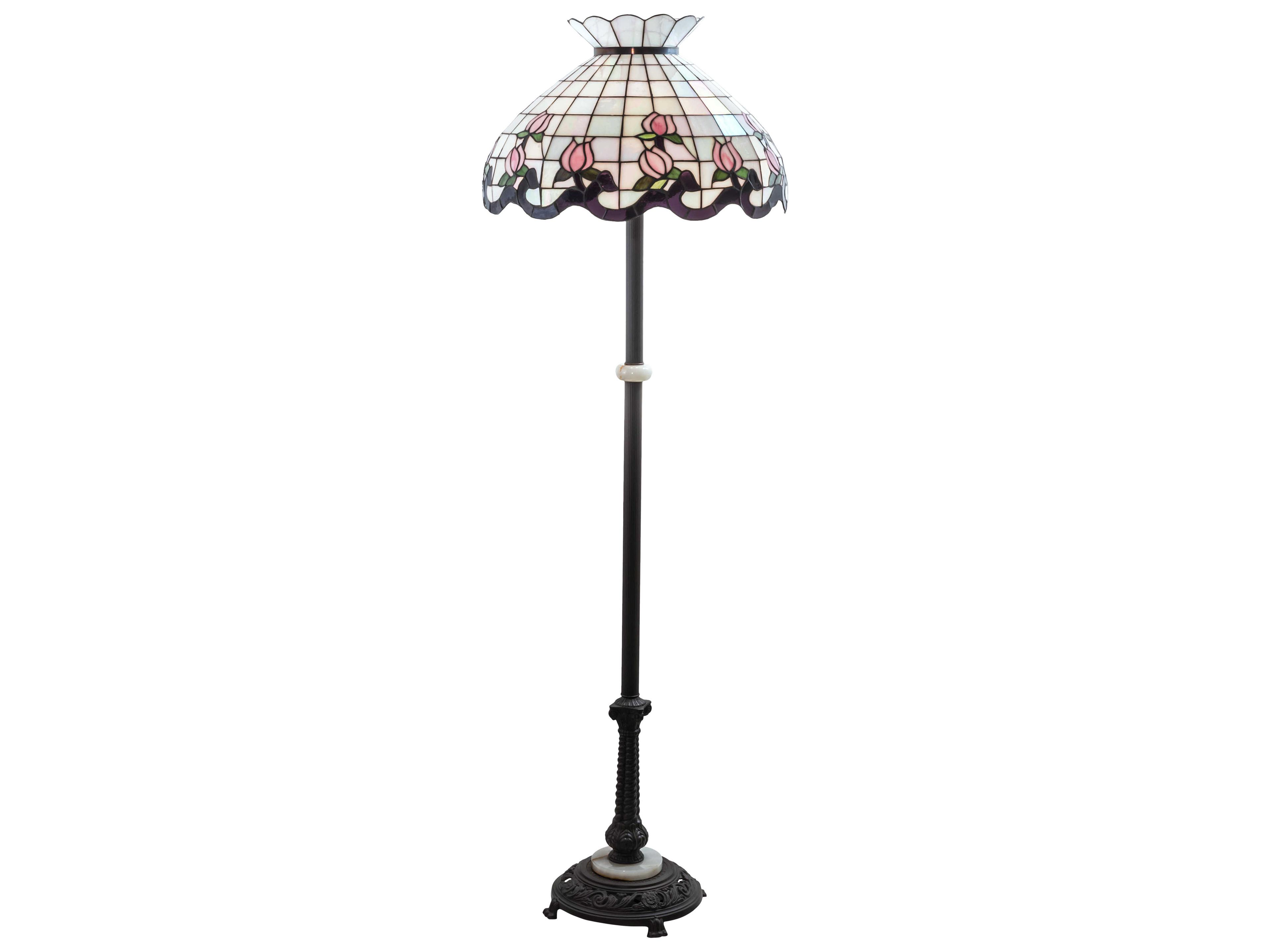 Roseborder Glass Tiffany Mahogany Bronze Floor Lamp