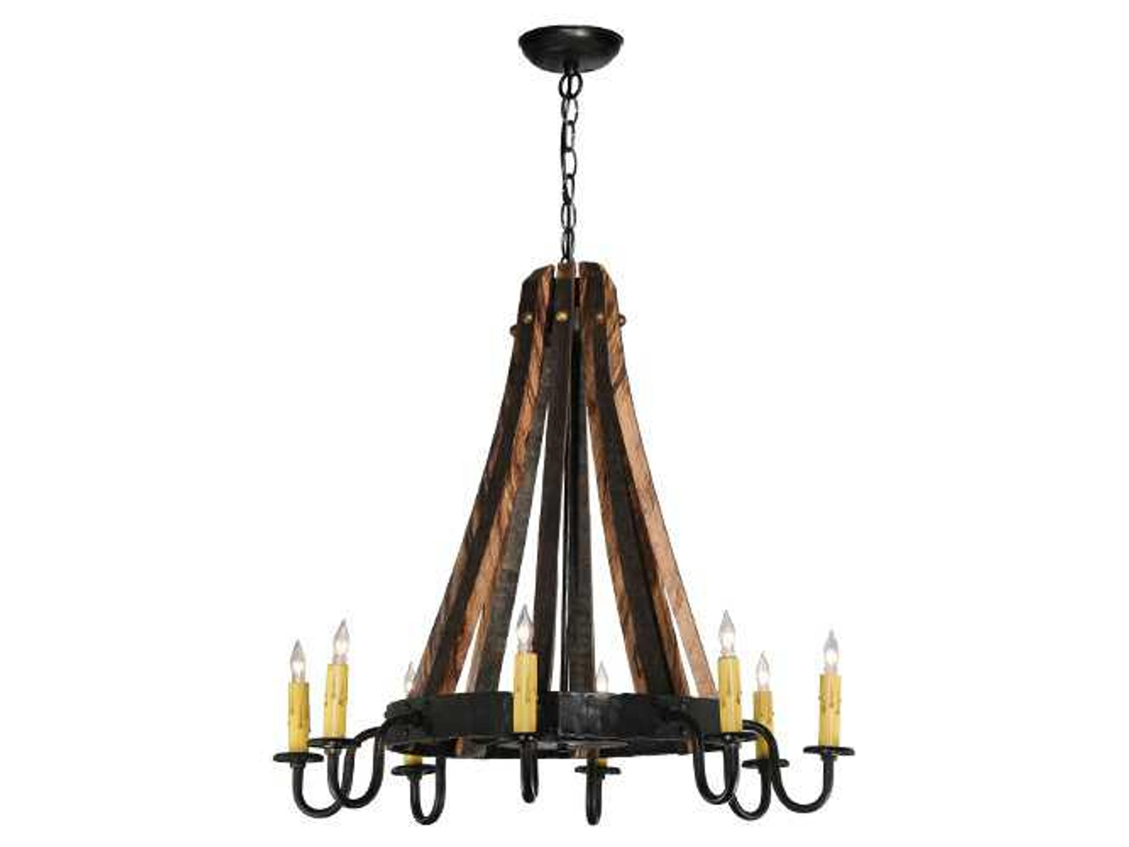 Barrel Stave 8-Light Black Candelabra Chandelier