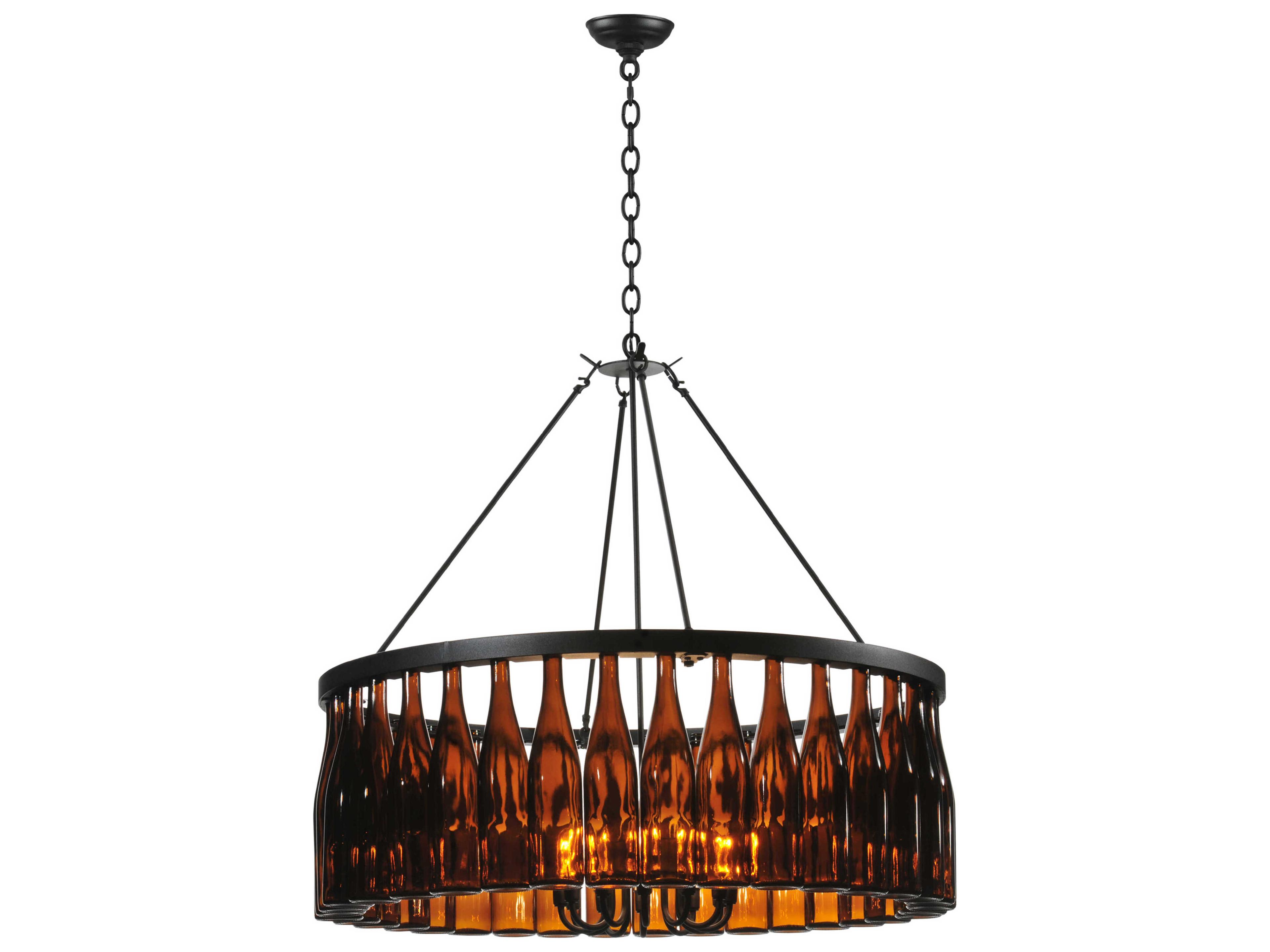 Tuscan Vineyard 1-Light Black Glass Drum Chandelier