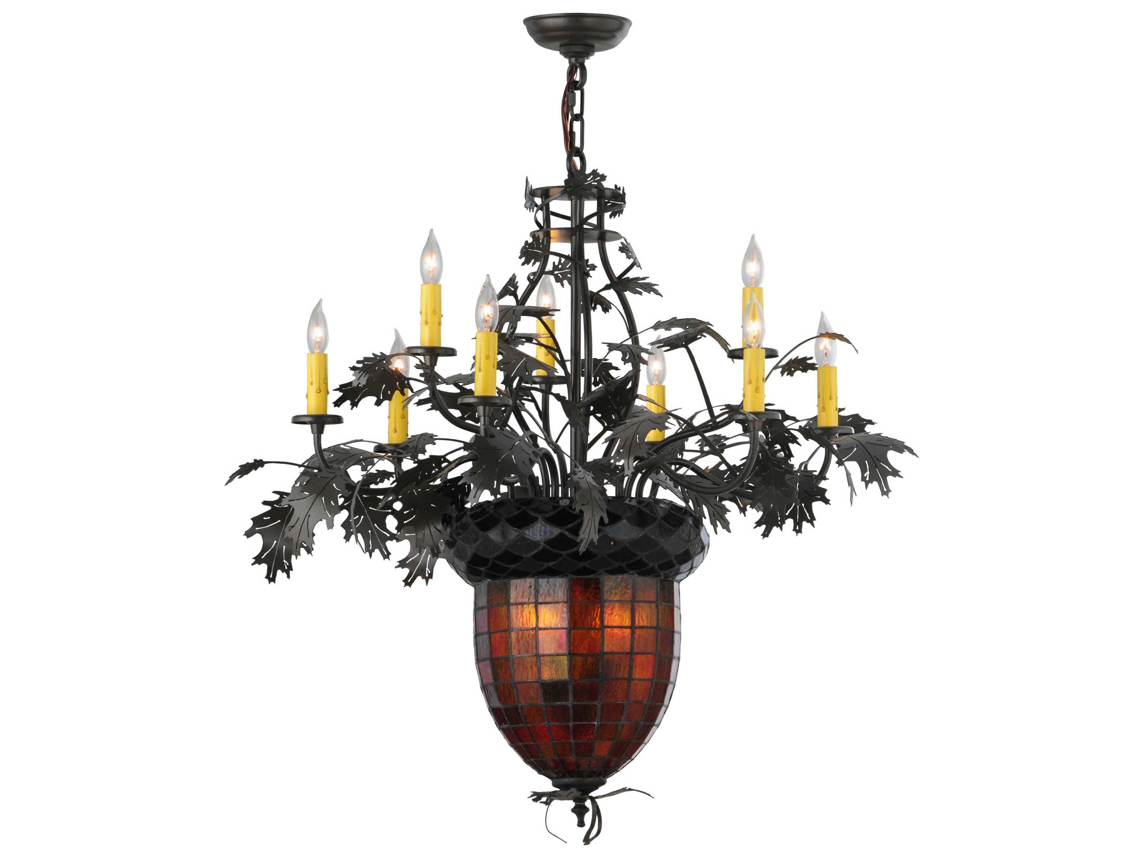 Greenbriar Oak 9-Light Black Candelabra Chandelier