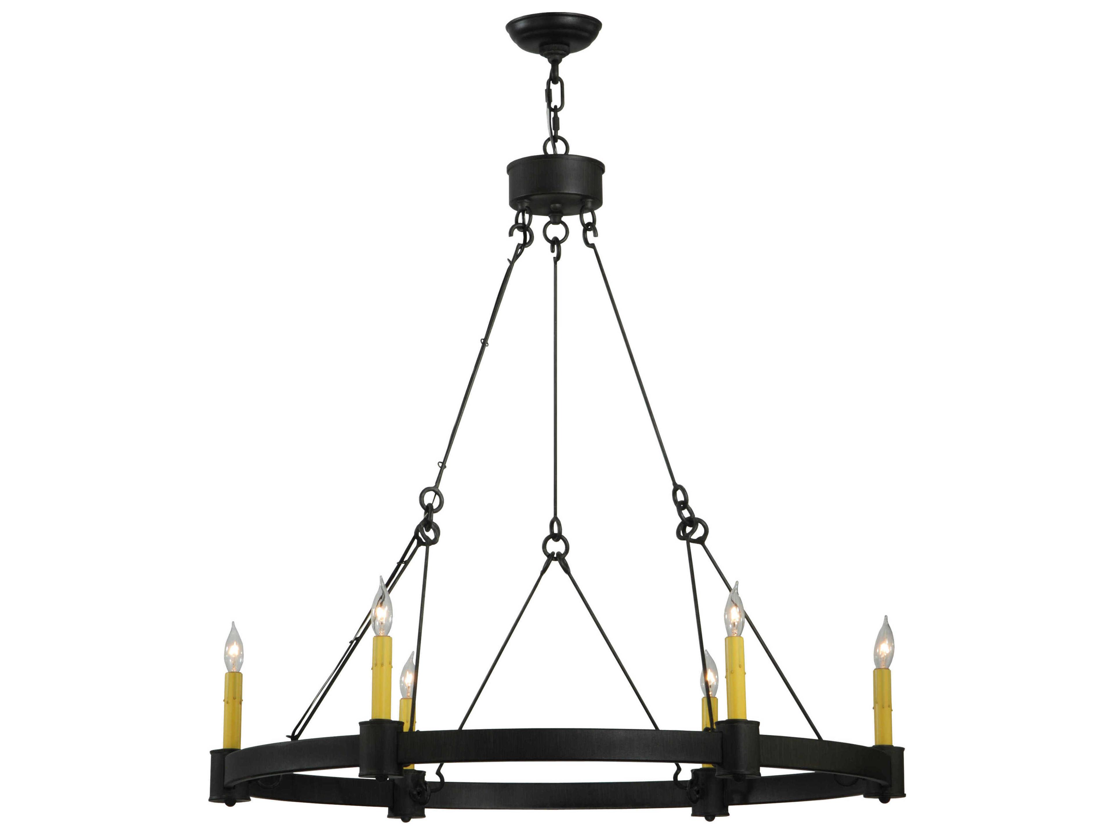 Rustic 6-Light Black Candelabra Round Chandelier