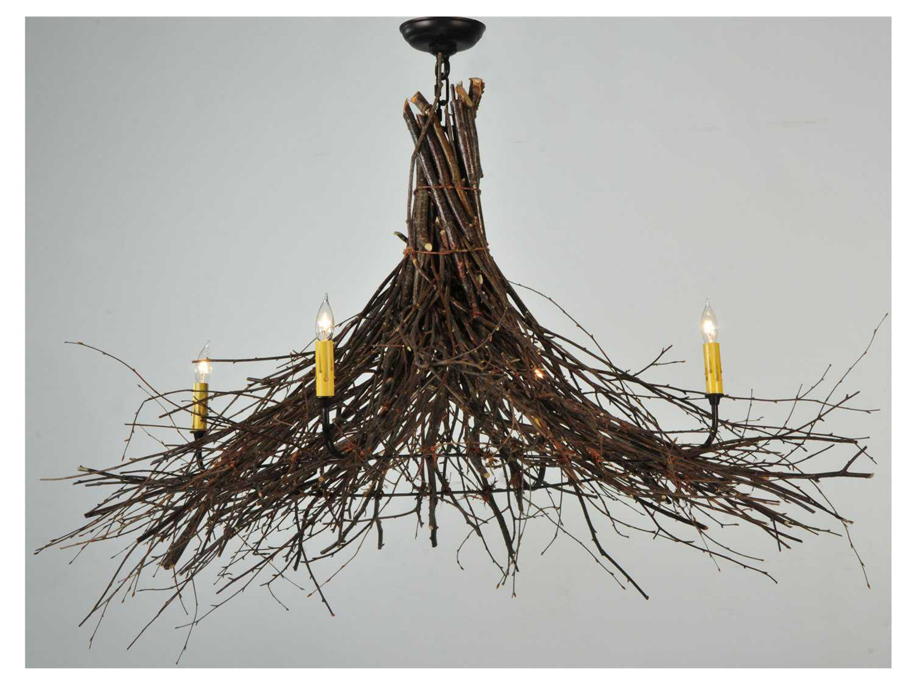 Twigs 4-Light Bronze Candelabra Chandelier