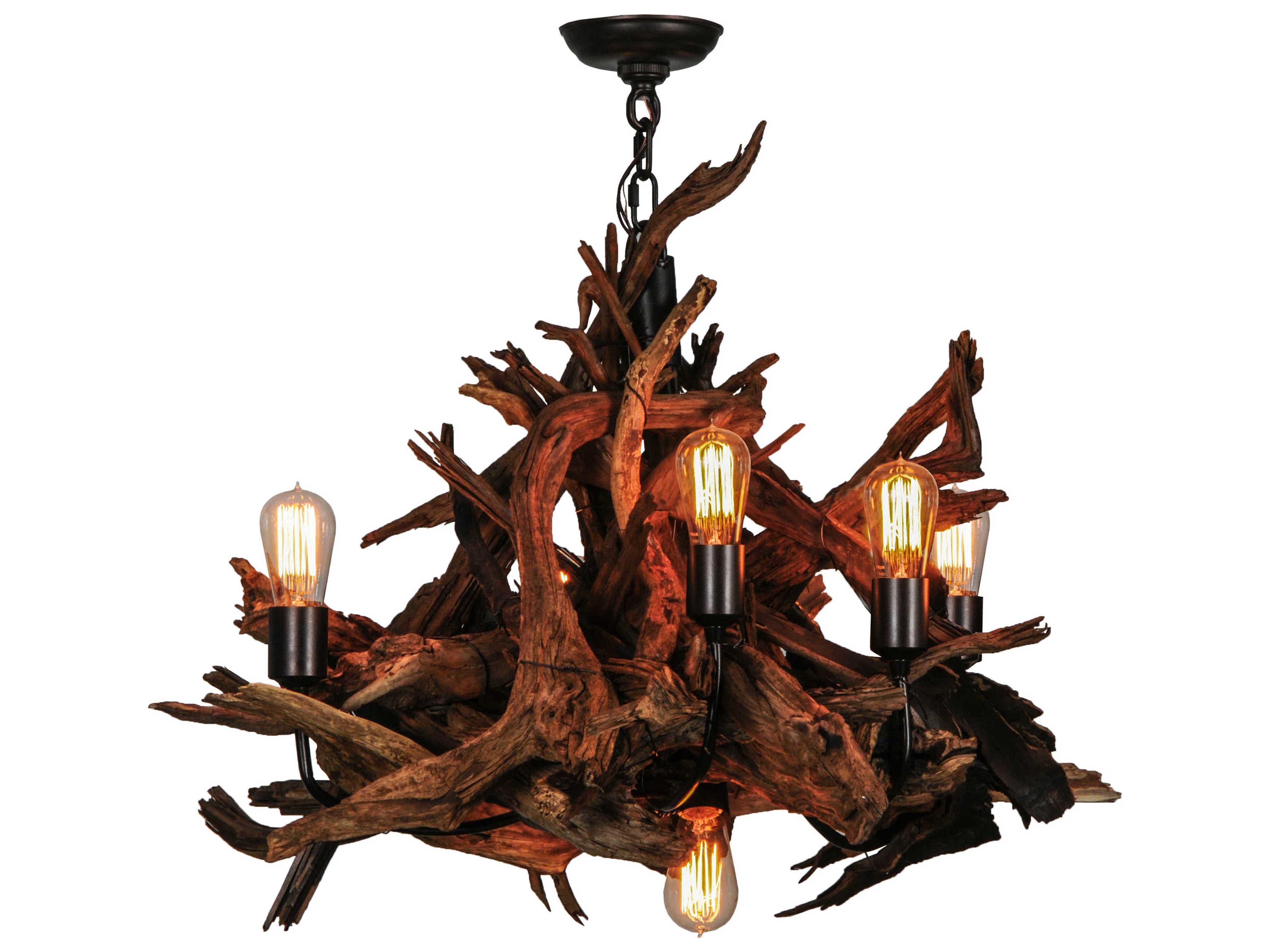Rustic 6-Light Brown Chandelier