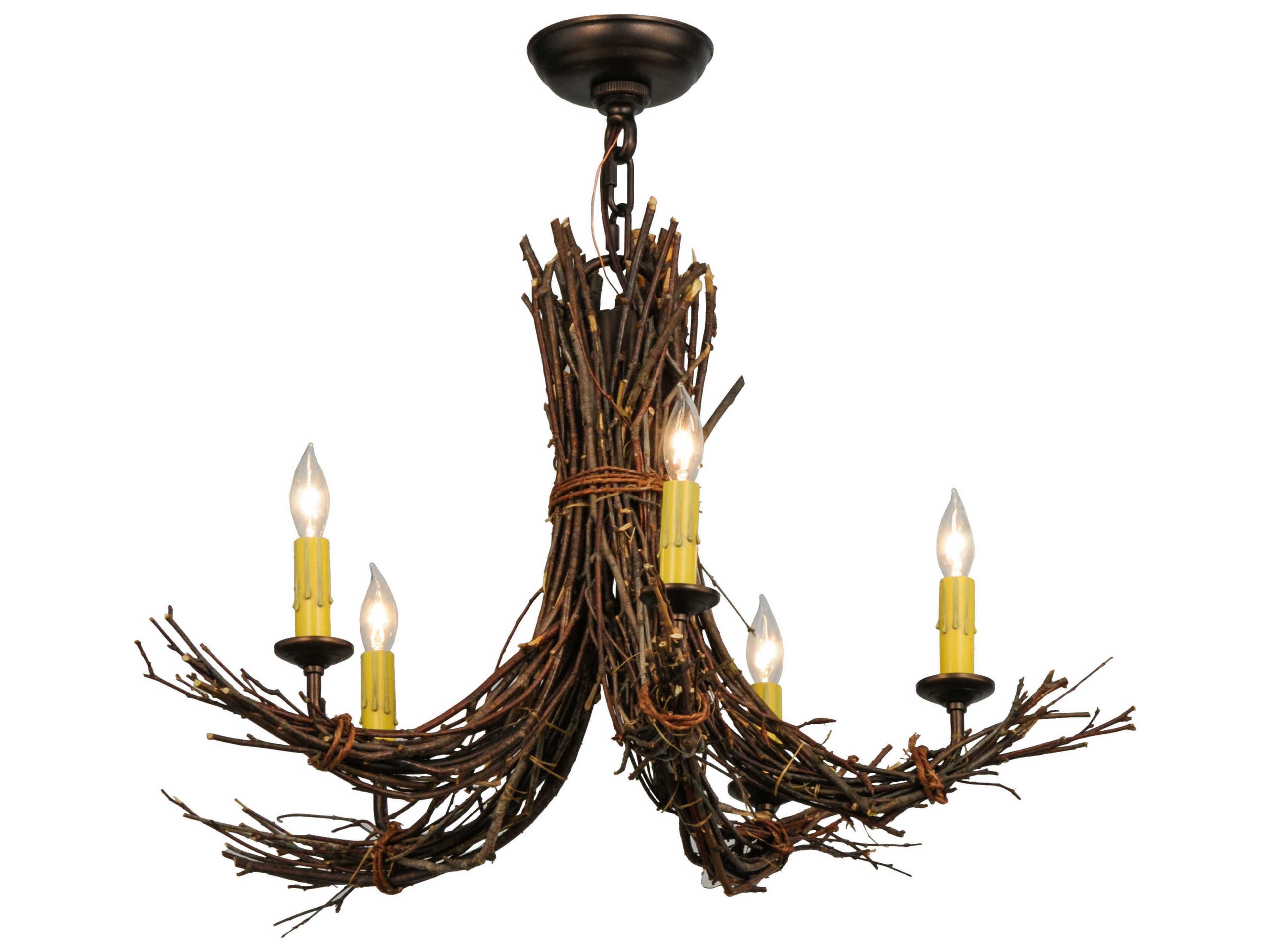 Twigs 5-Light Brown Candelabra Chandelier