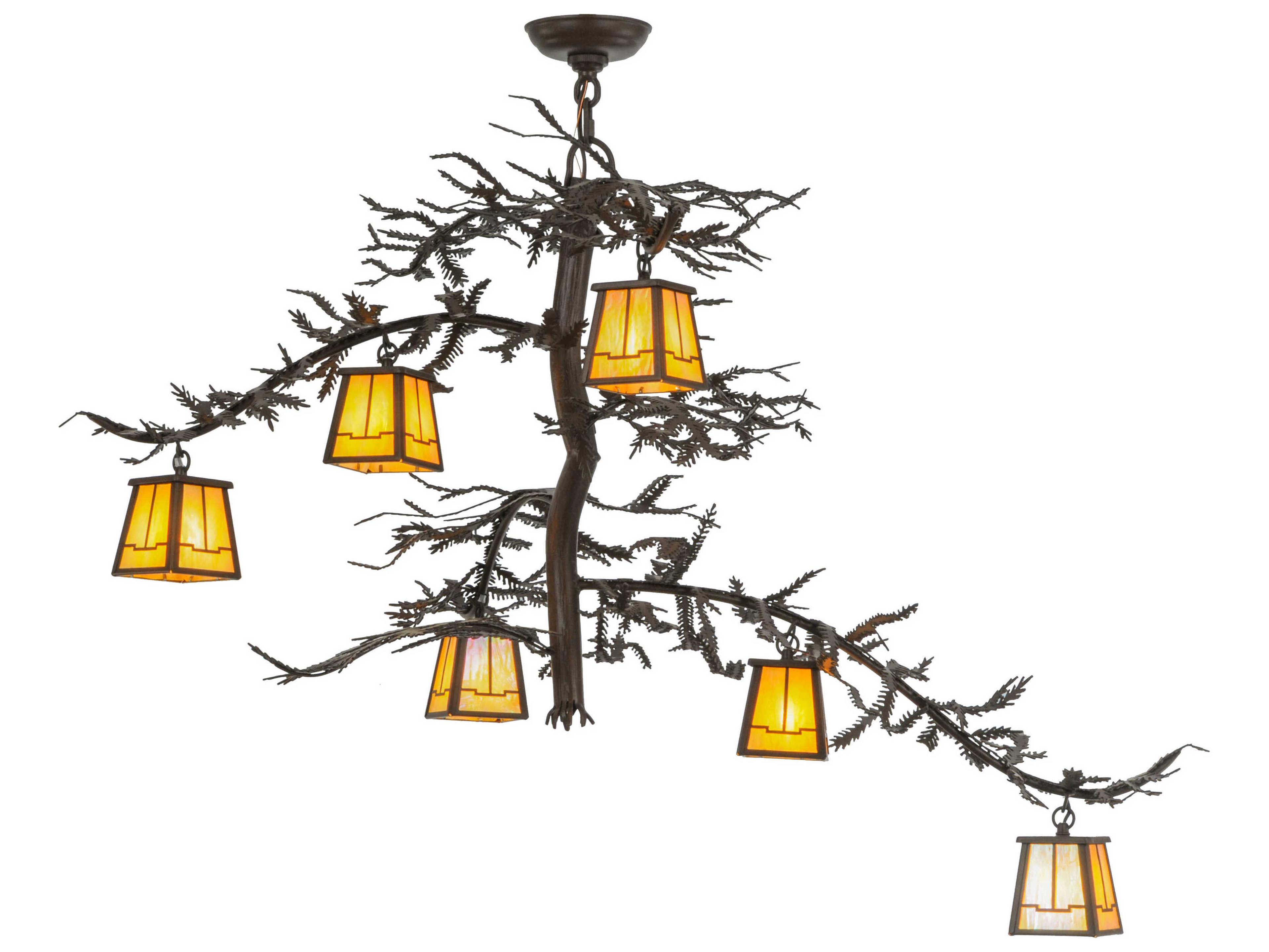 Pine Branch Valley View 6-Light Brown Lantern Chandelier