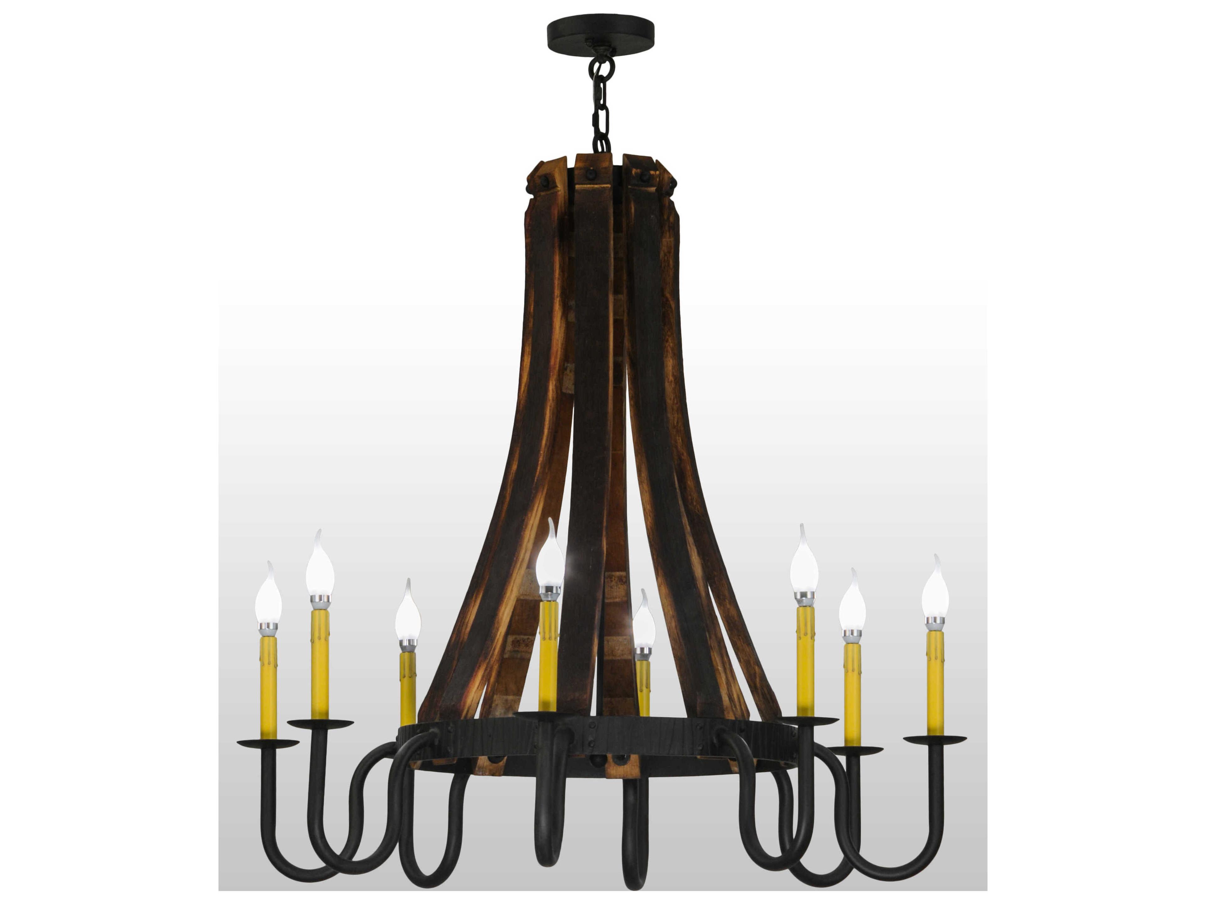Barrel Stave 8-Light Black Candelabra Chandelier