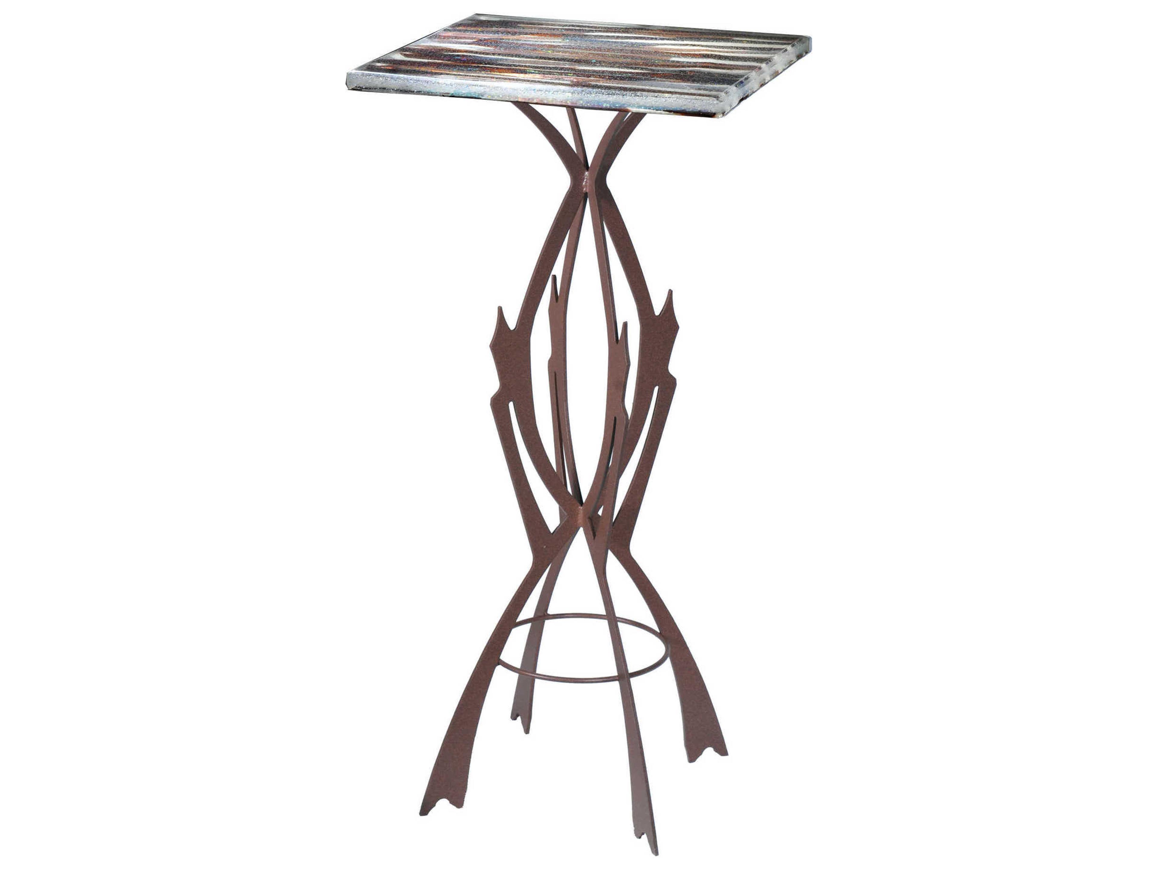 Rustic Square Glass End Table