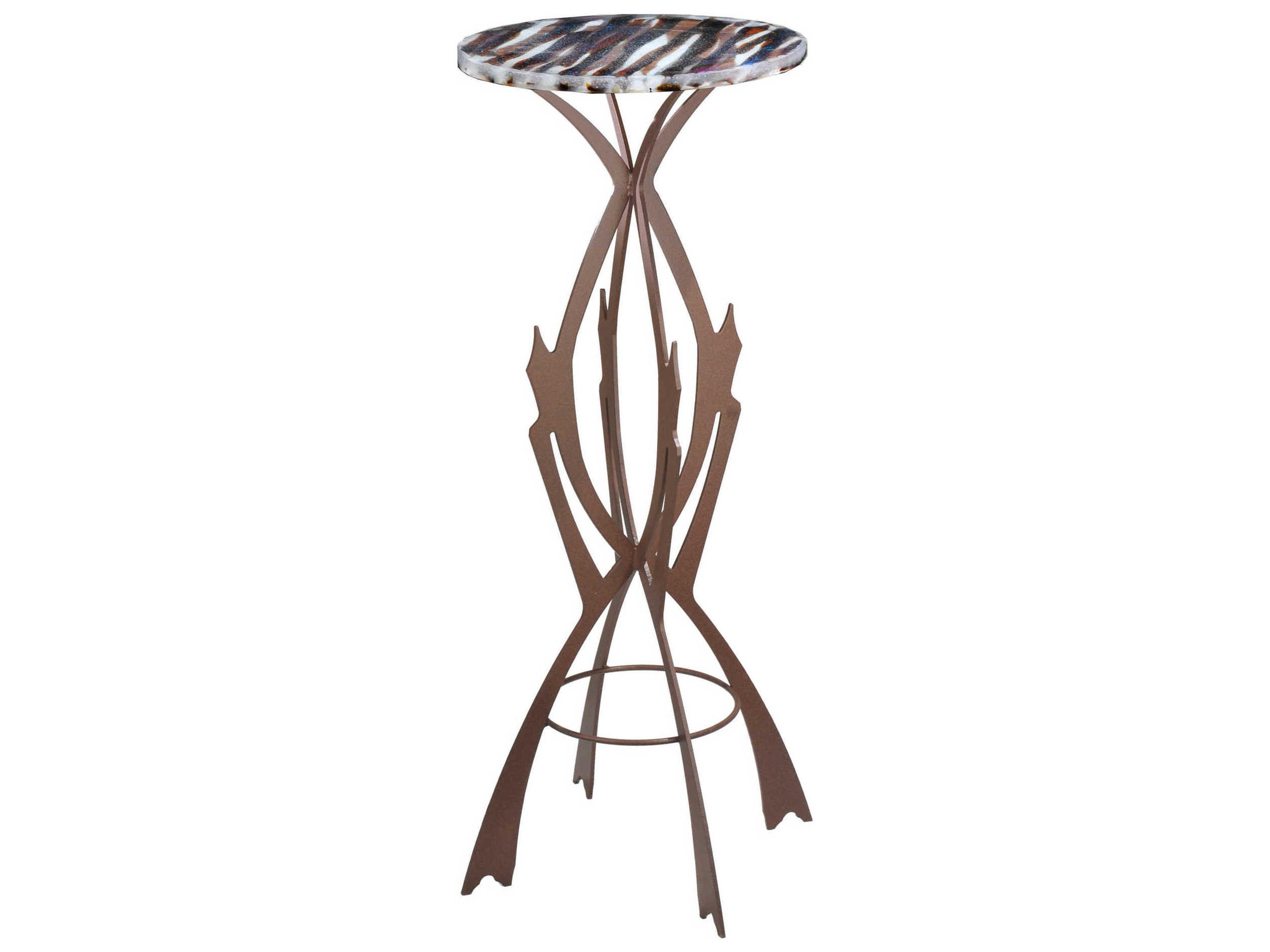 Rustic Round Glass End Table