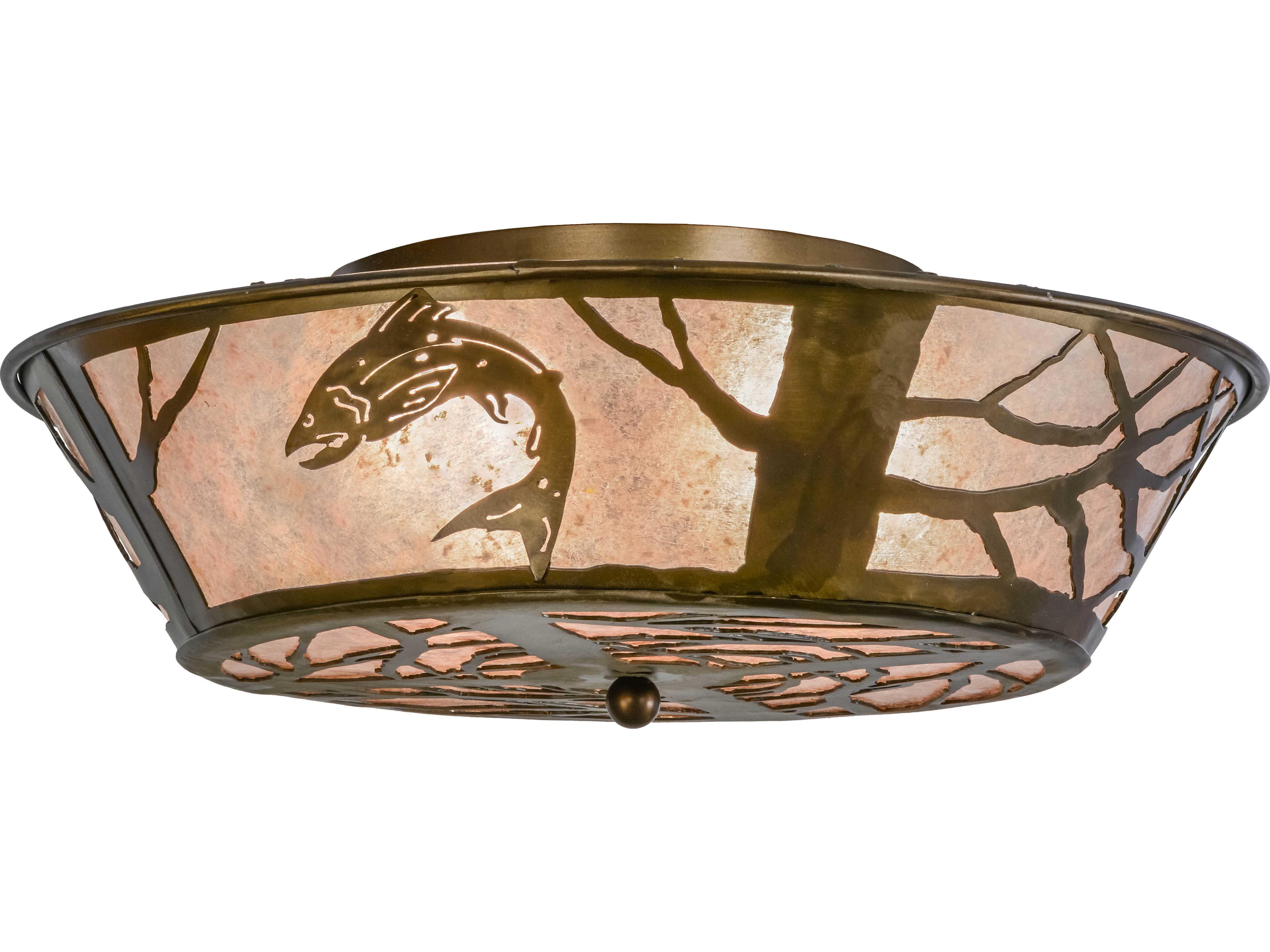 Rustic 4-Light Copper Bowl Geometric Flush Mount