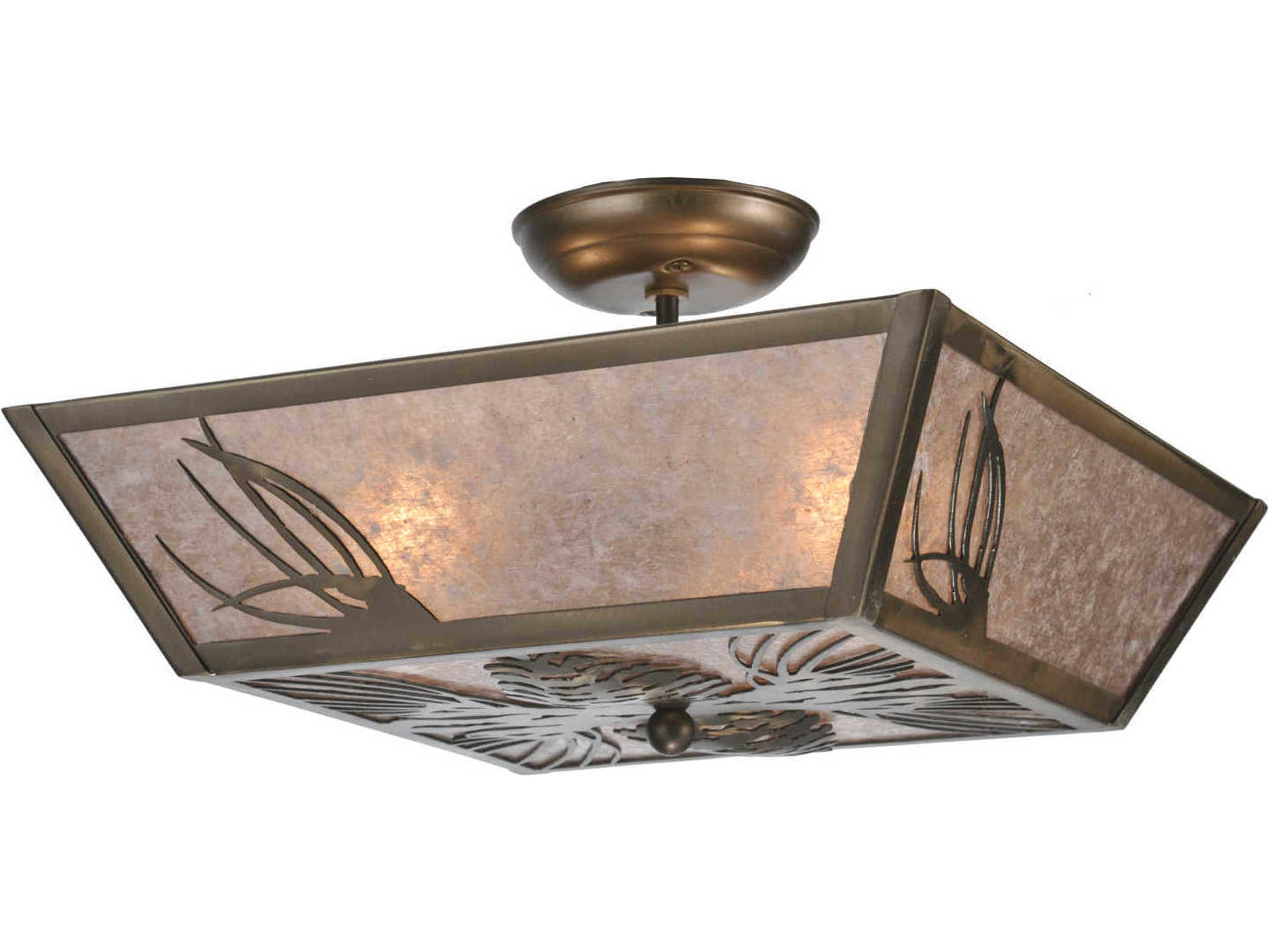Mountain Pine 3-Light Copper Geometric Flush Mount