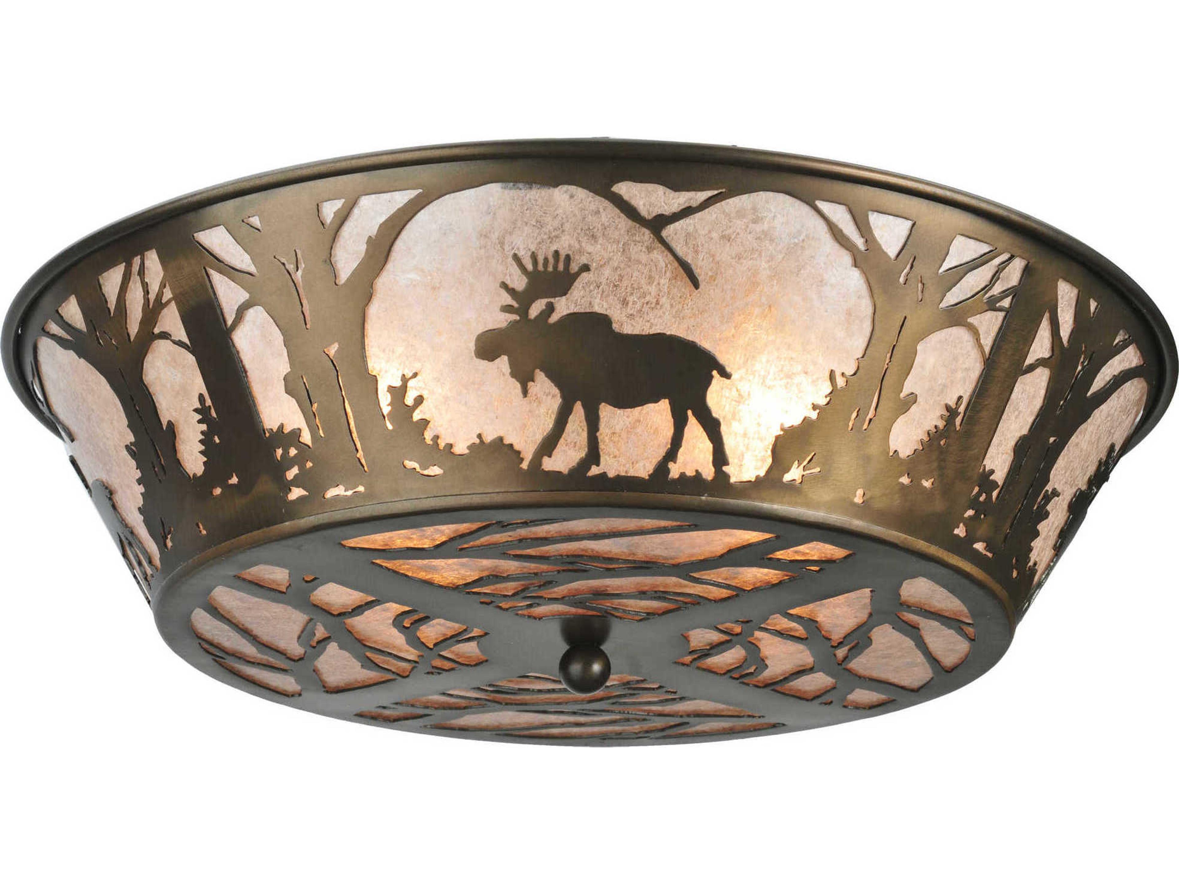 Moose At Dawn 4-Light Copper Bowl Flush Mount