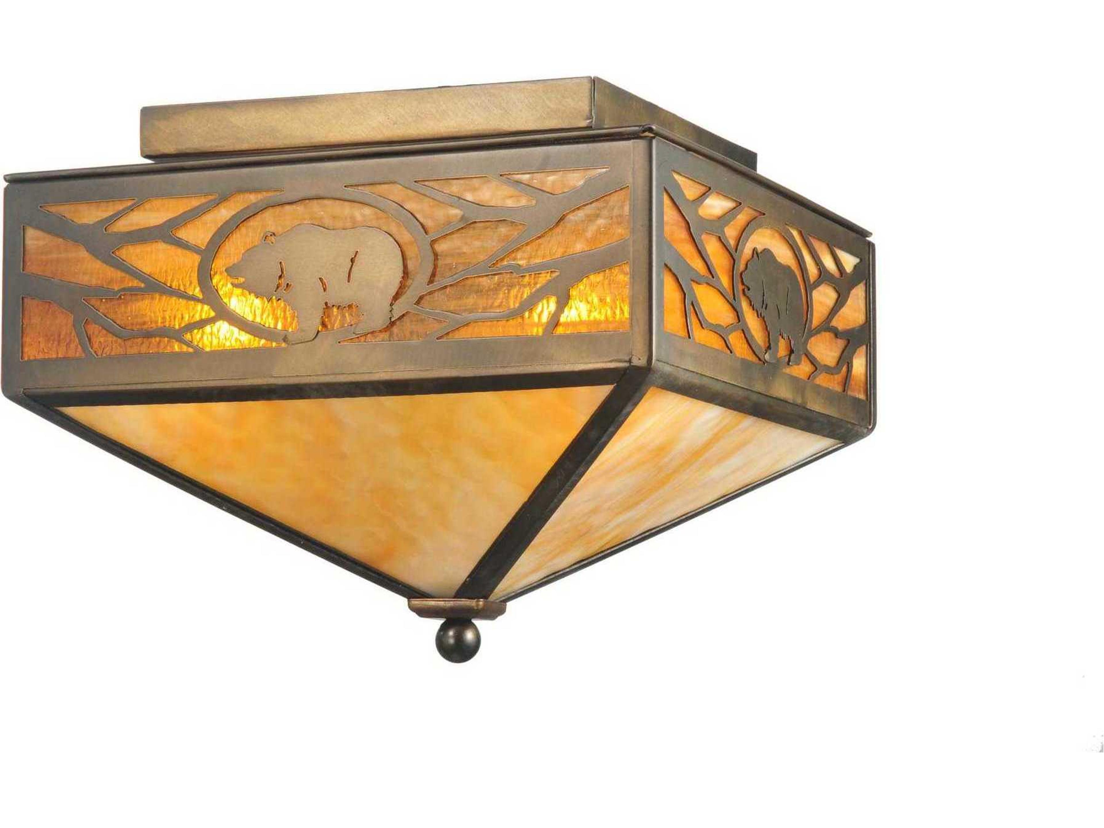 Grizzly Bear 2-Light Copper Flush Mount