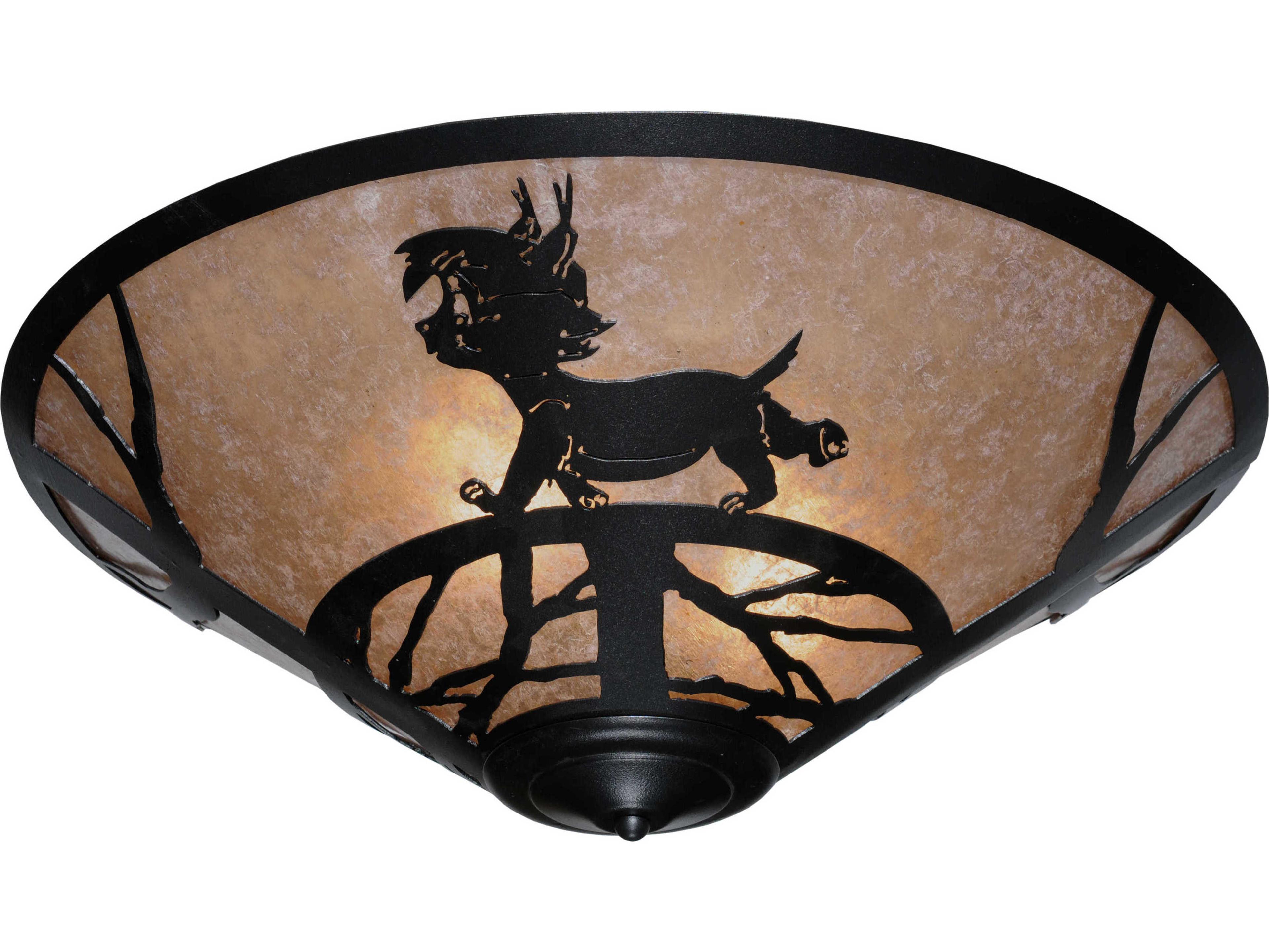 Rustic 3-Light Black Flush Mount