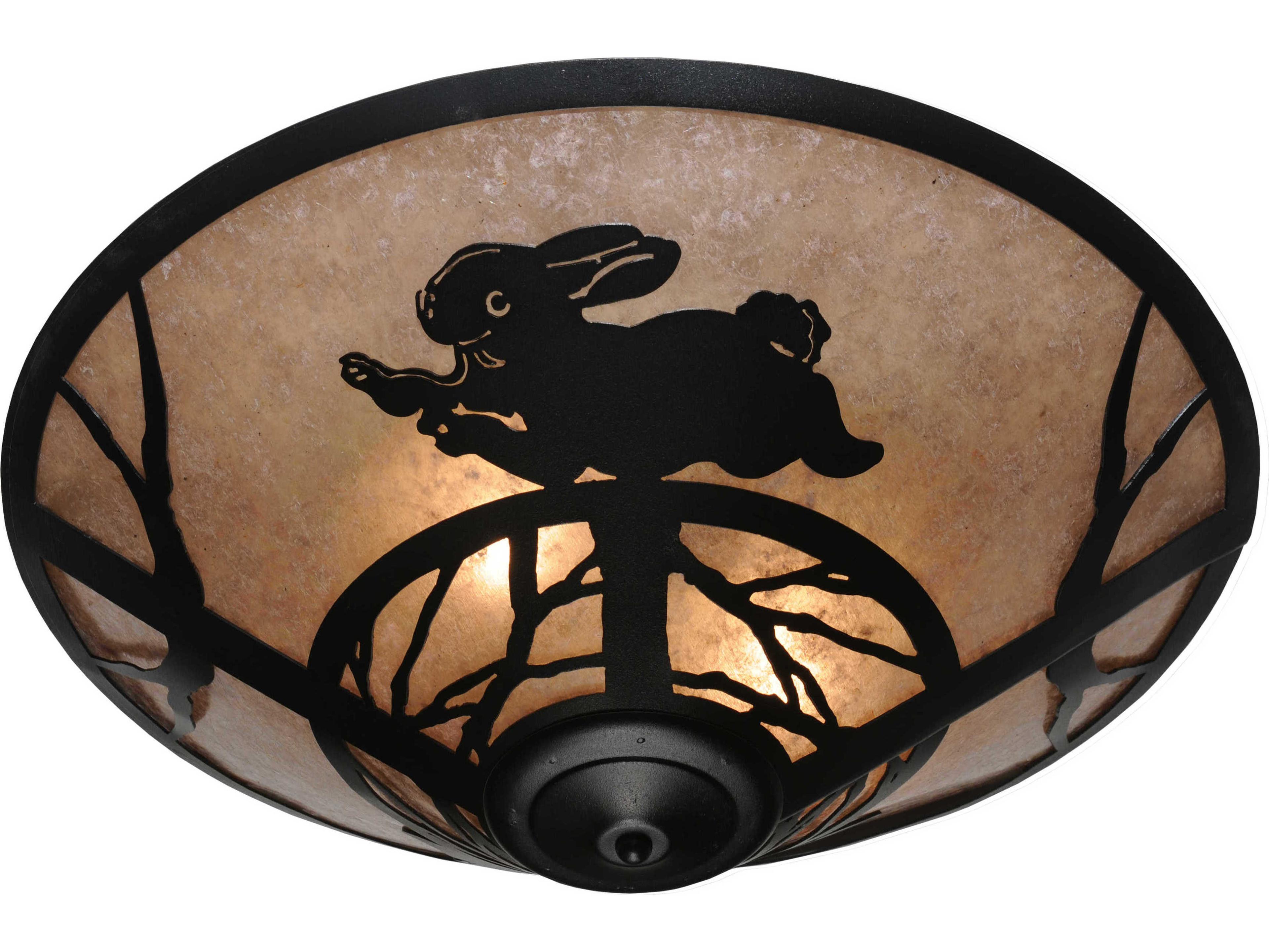 Rabbit On The Loose 3-Light Black Flush Mount