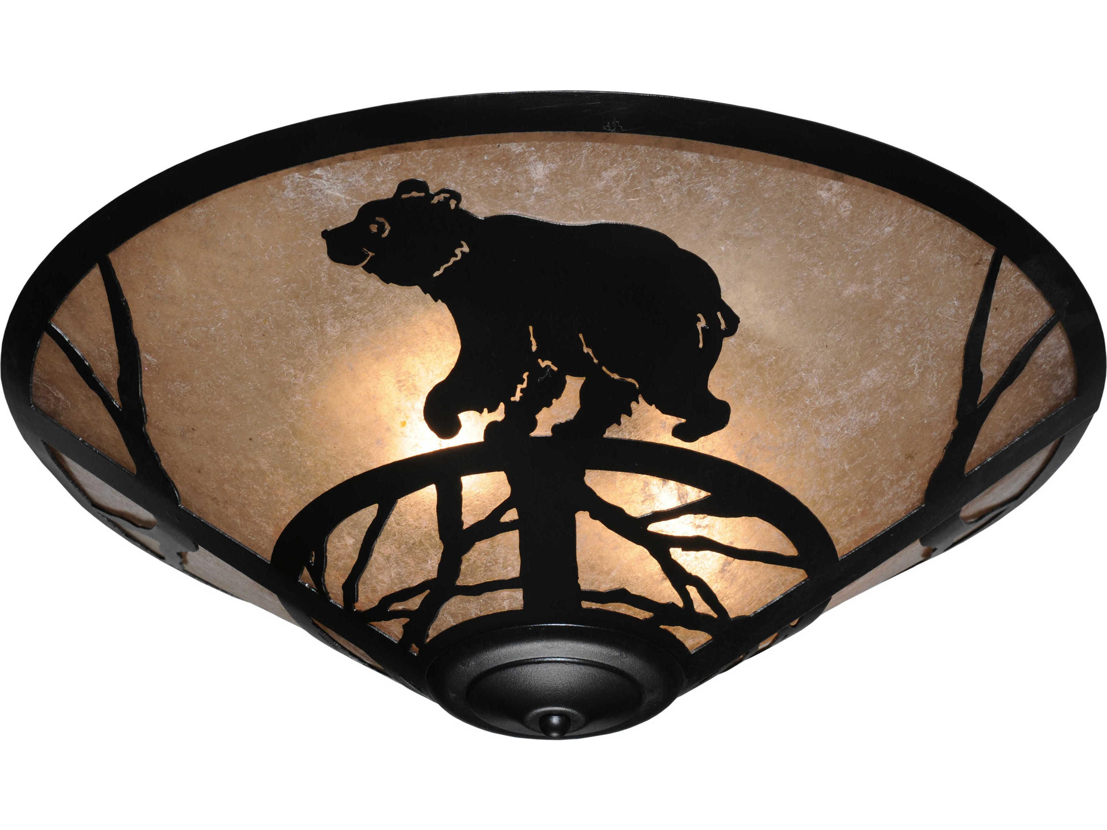 Rustic 3-Light Black Flush Mount