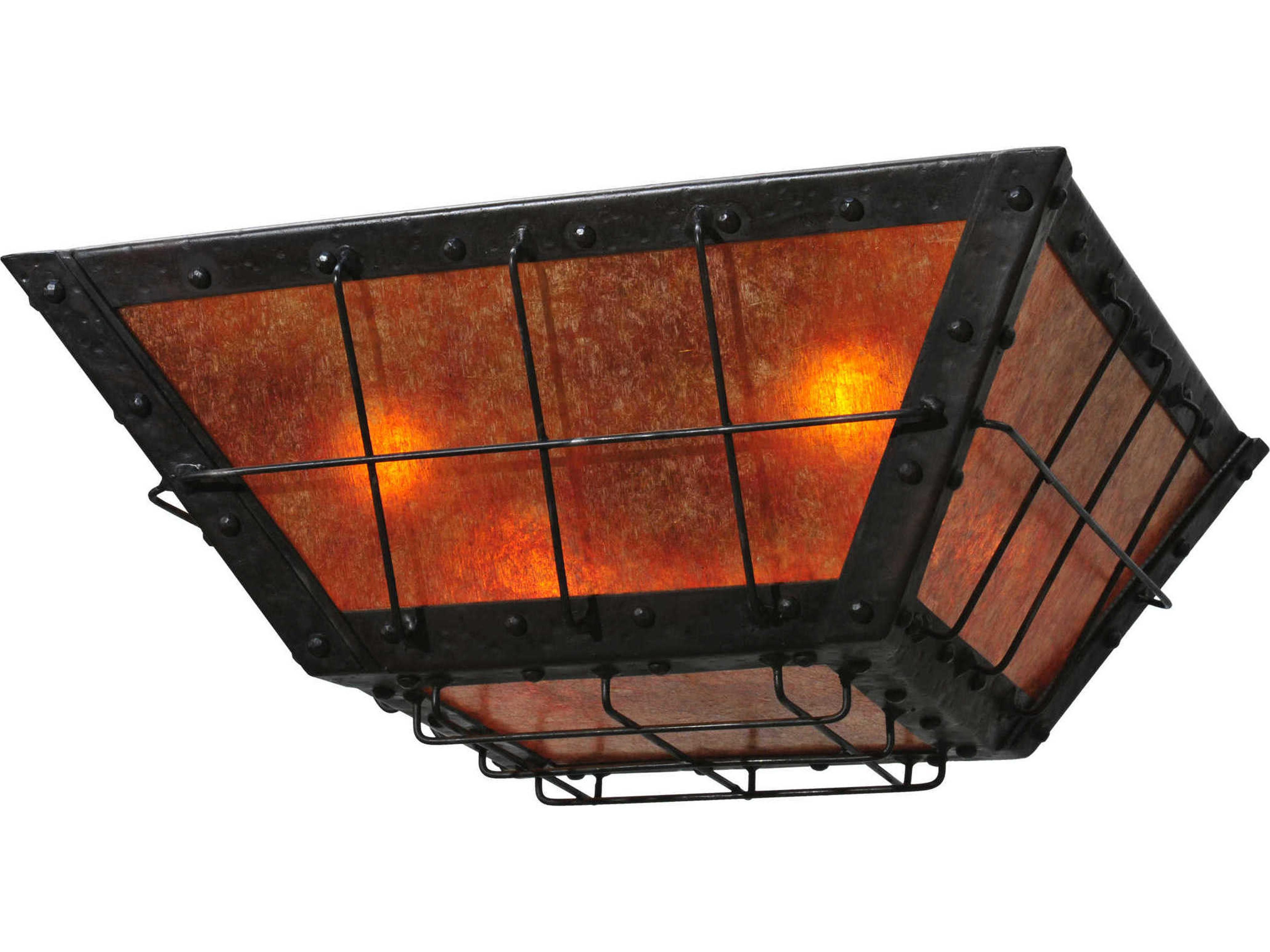 Rustic 4-Light Black Geometric Flush Mount