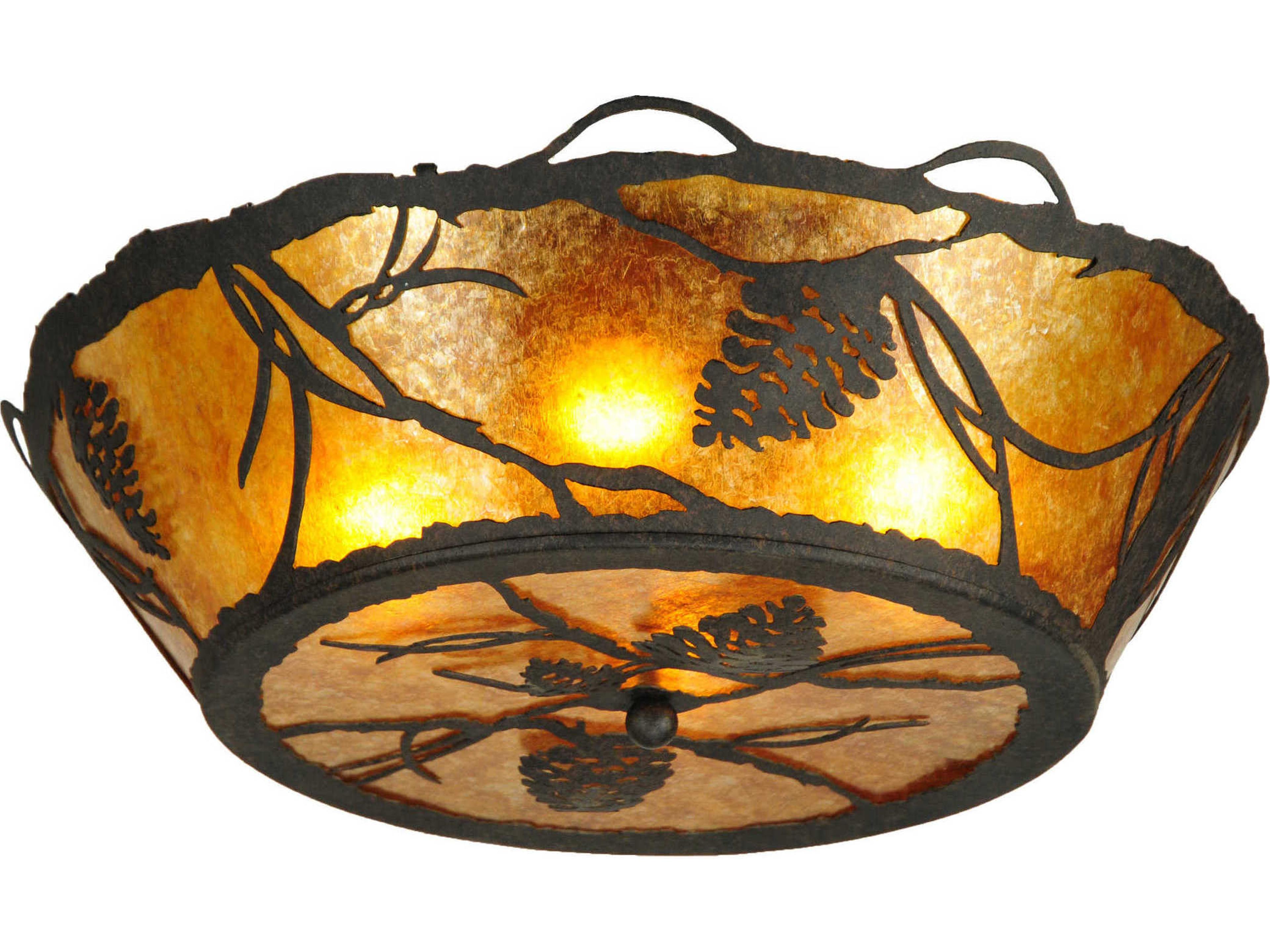 Whispering Pines 4-Light Brown Bowl Geometric Flush Mount