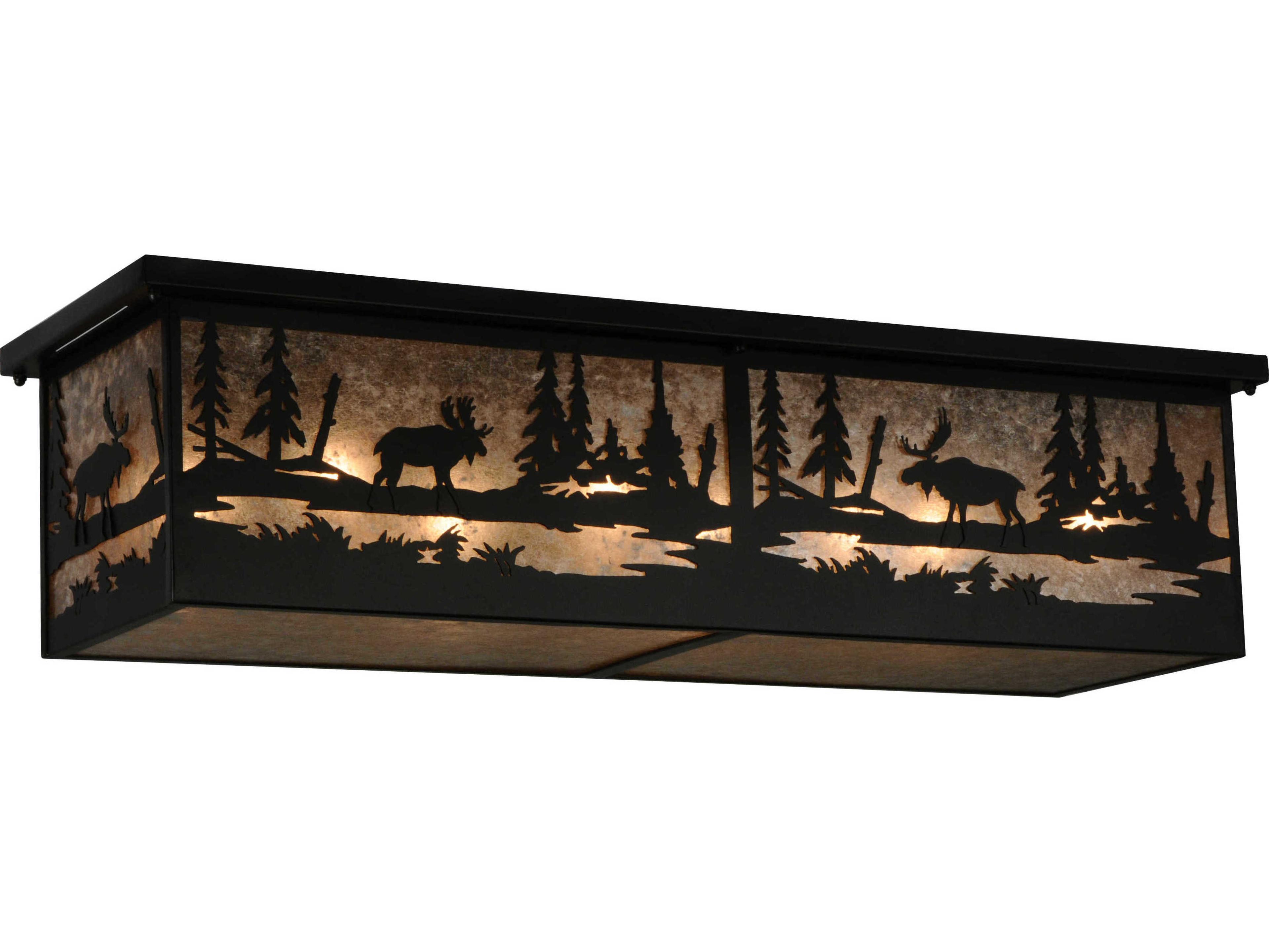 Rustic 8-Light Black Flush Mount