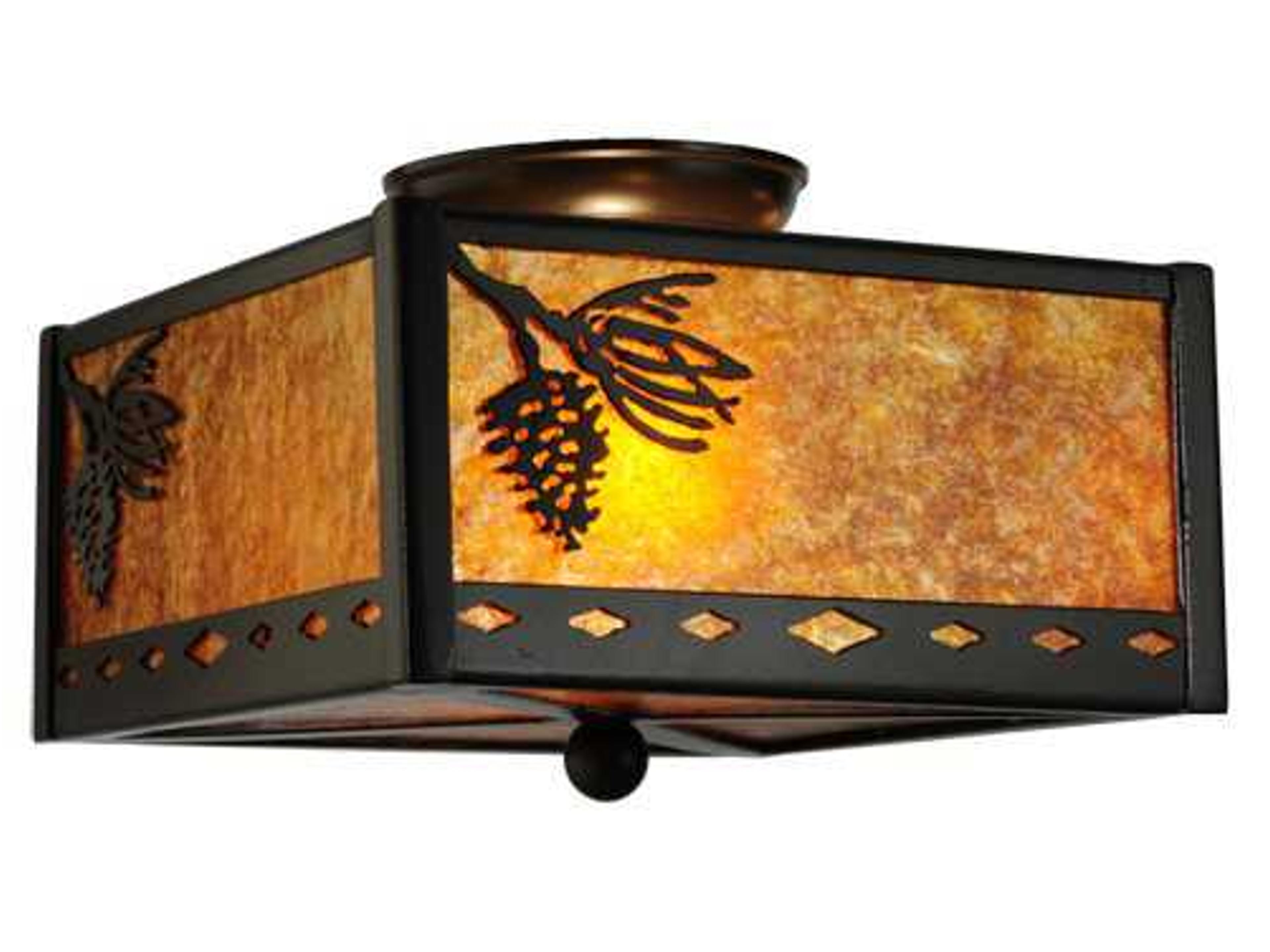 Balsam Pine 2-Light Bronze Geometric Flush Mount