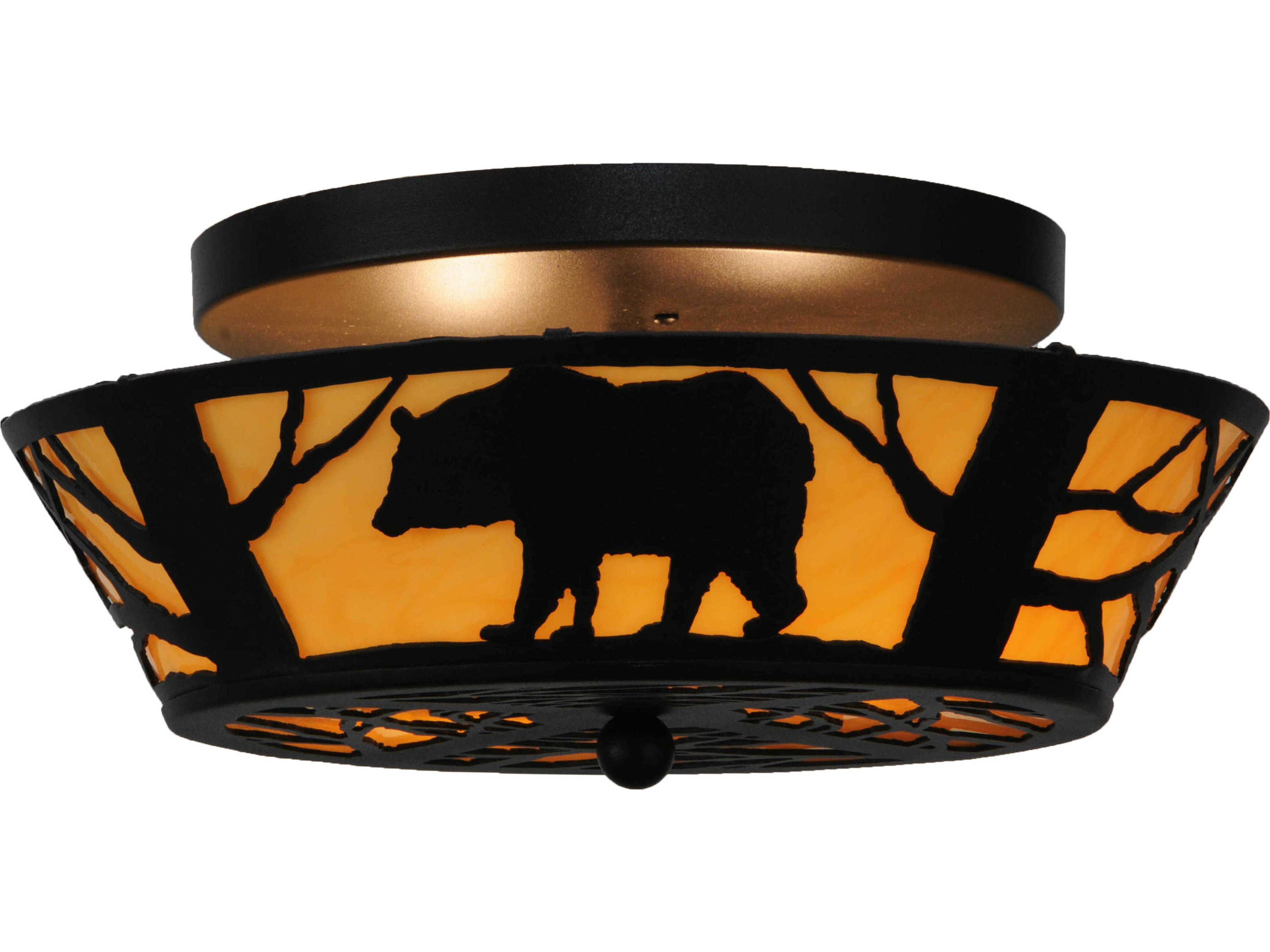 Rustic 2-Light Black Bowl Flush Mount