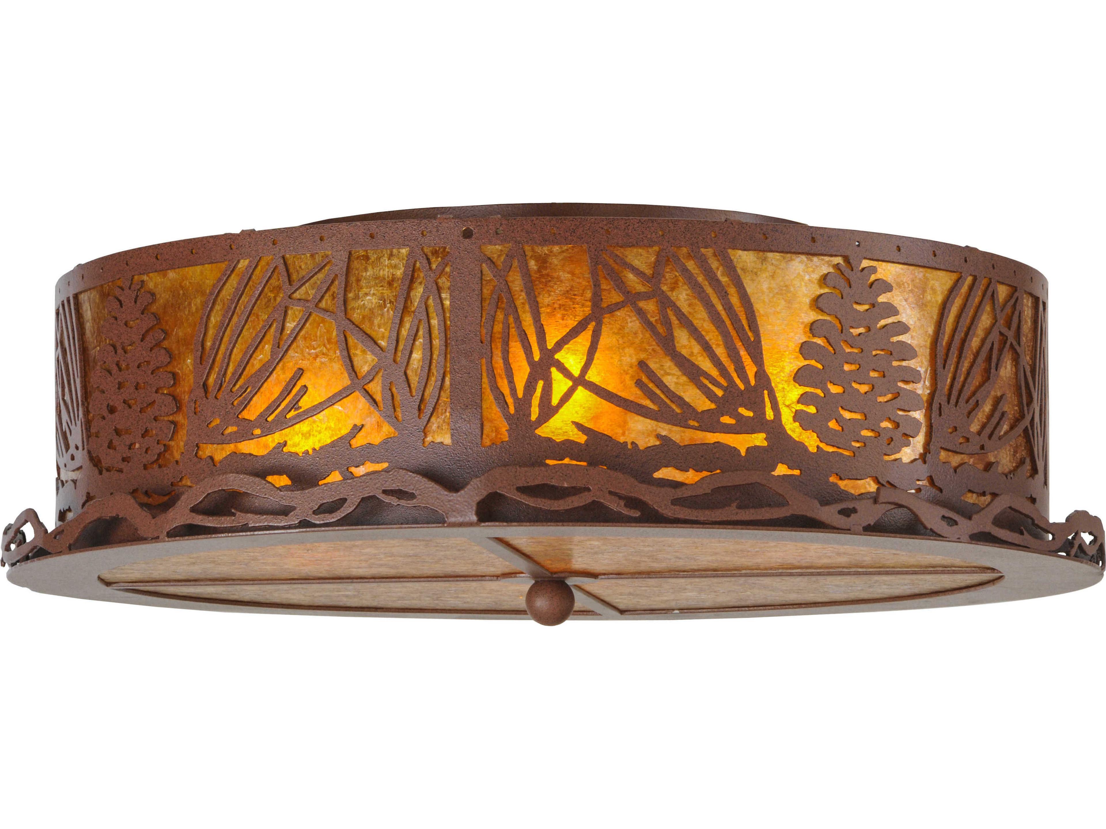 Mountain Pine 4-Light Red Drum Flush Mount