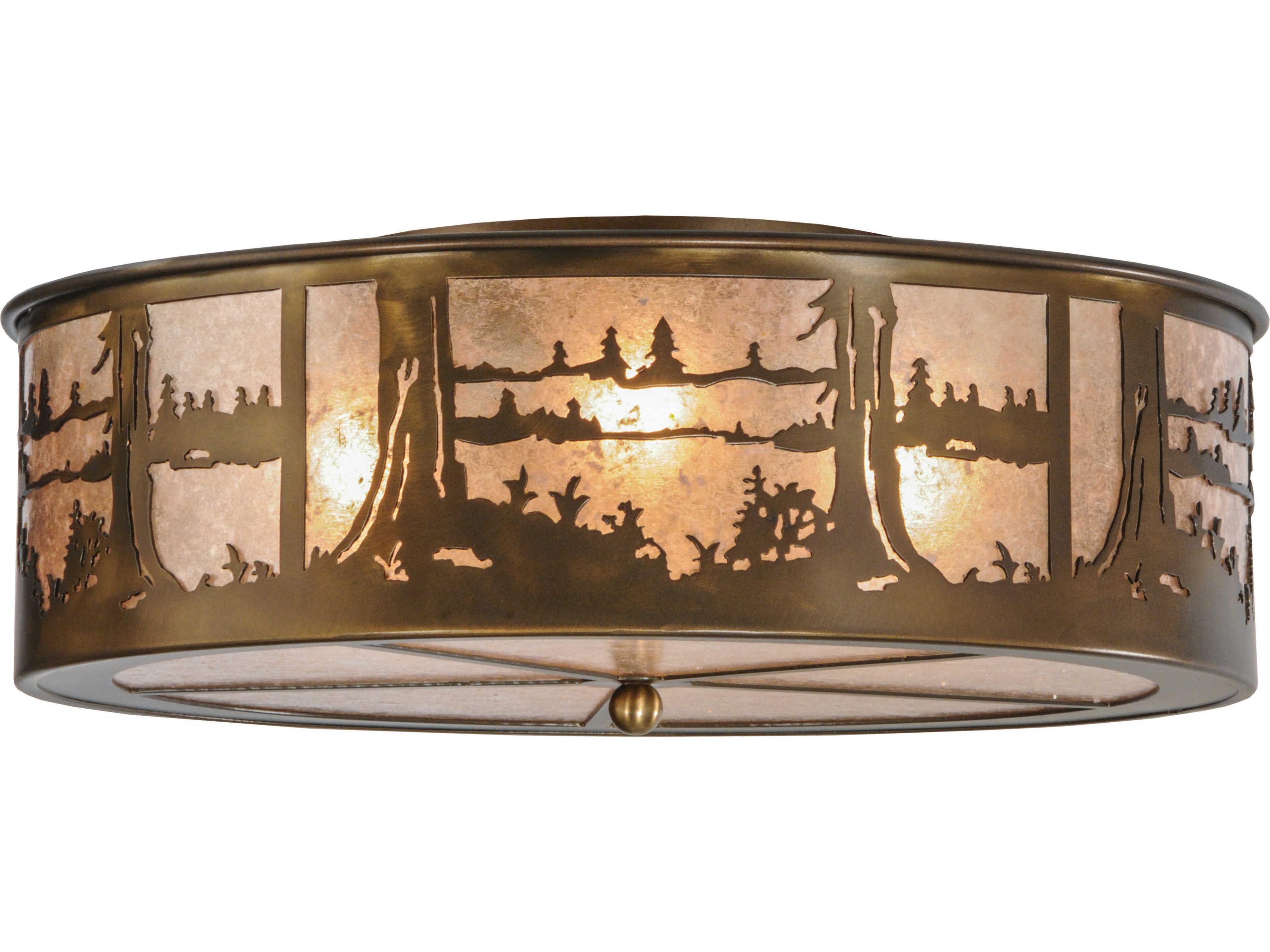 Rustic 1-Light Copper Drum Flush Mount