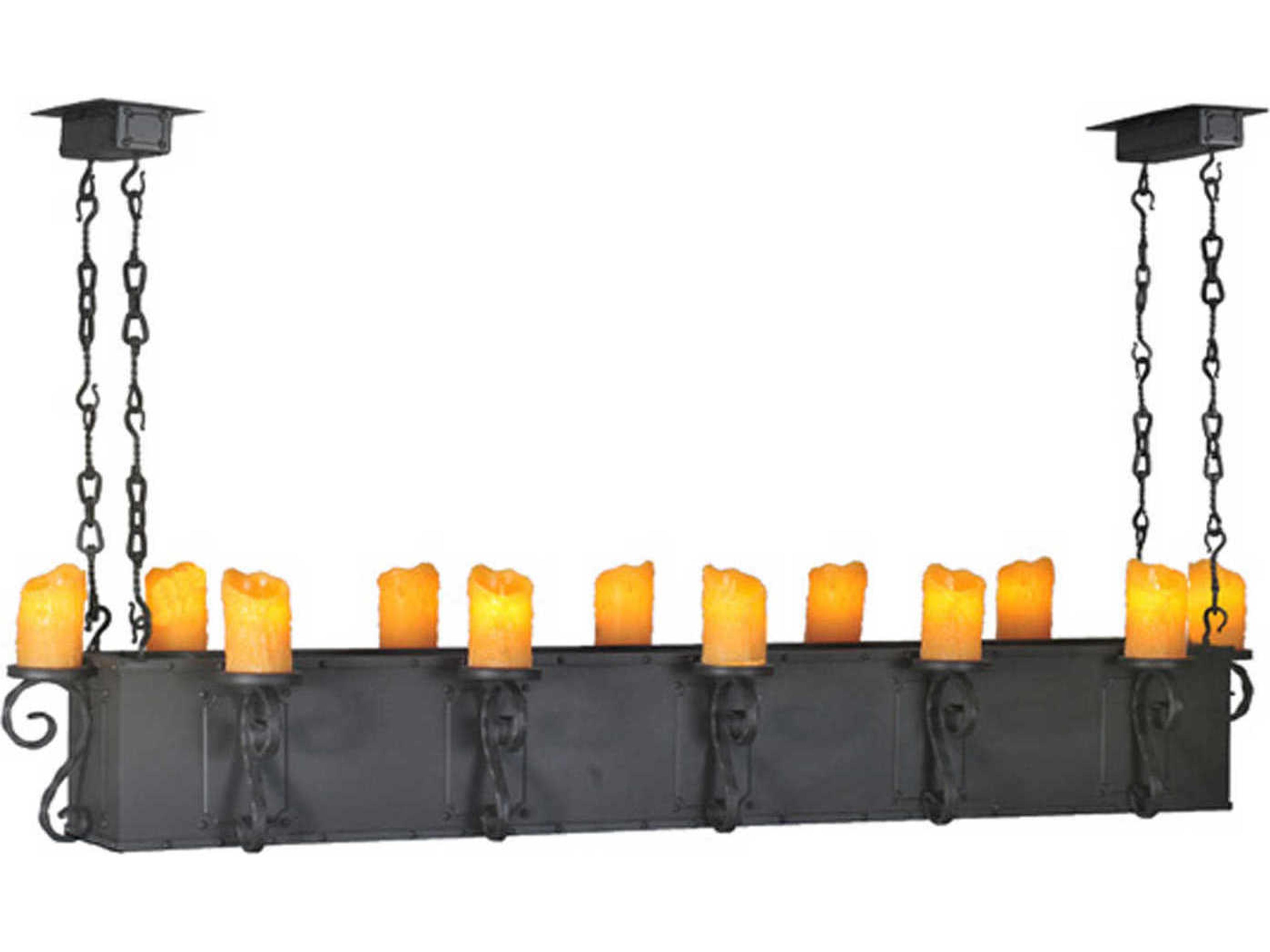 Rustic 12-Light Bronze Glass Island Pendant