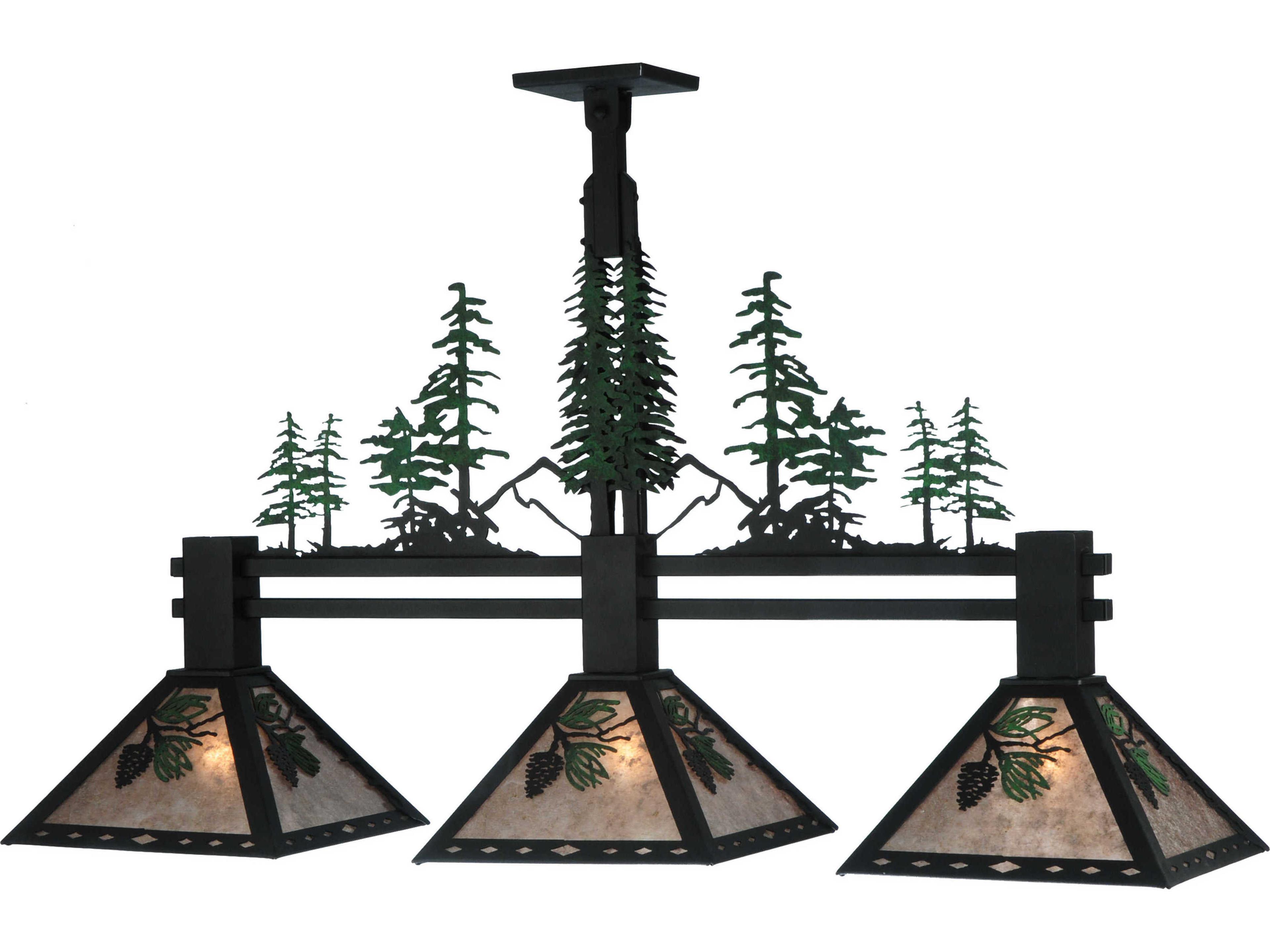 Rustic 3-Light Black Geometric Island Pendant