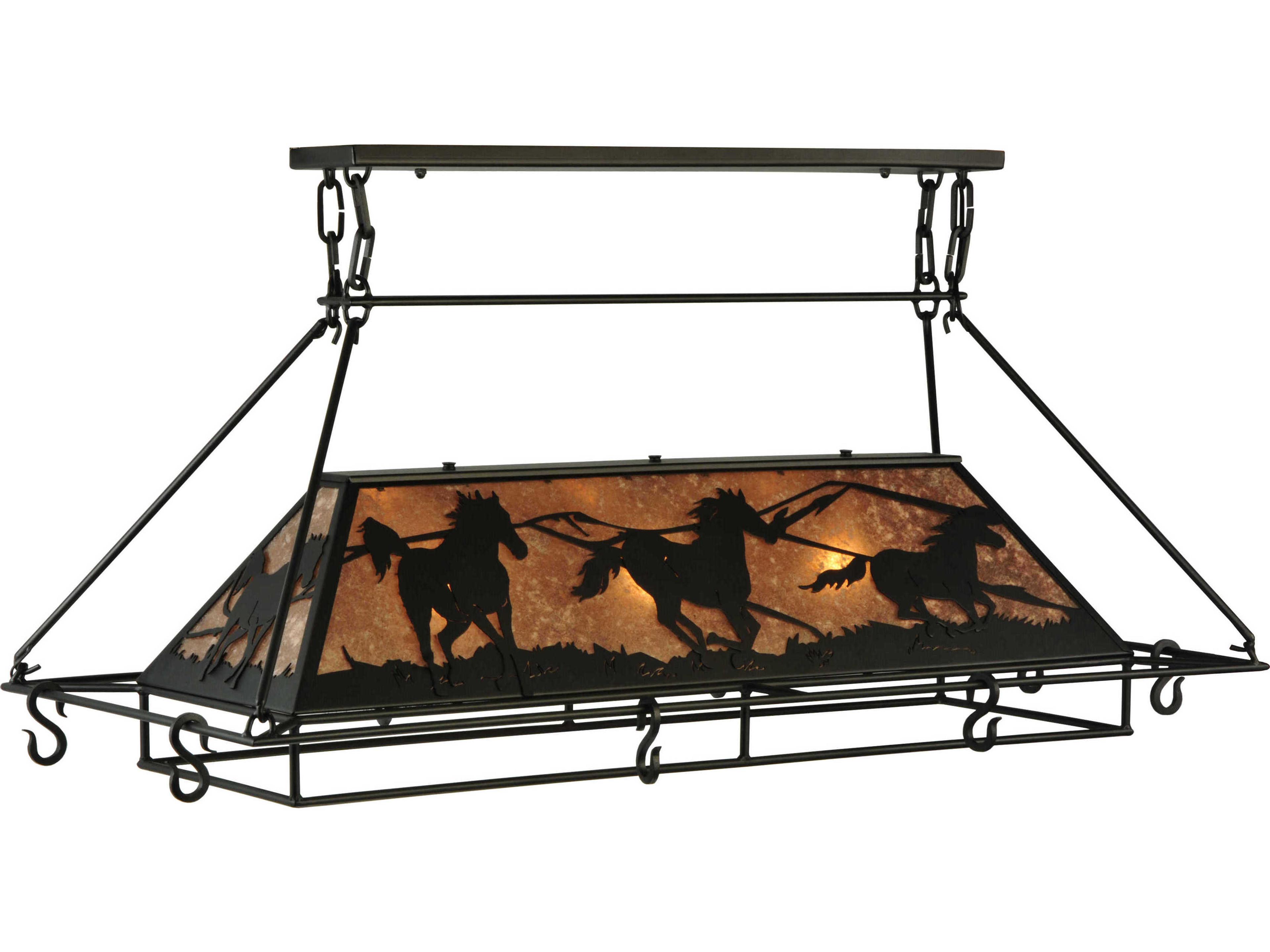 Rustic 3-Light Black Geometric Island Pendant