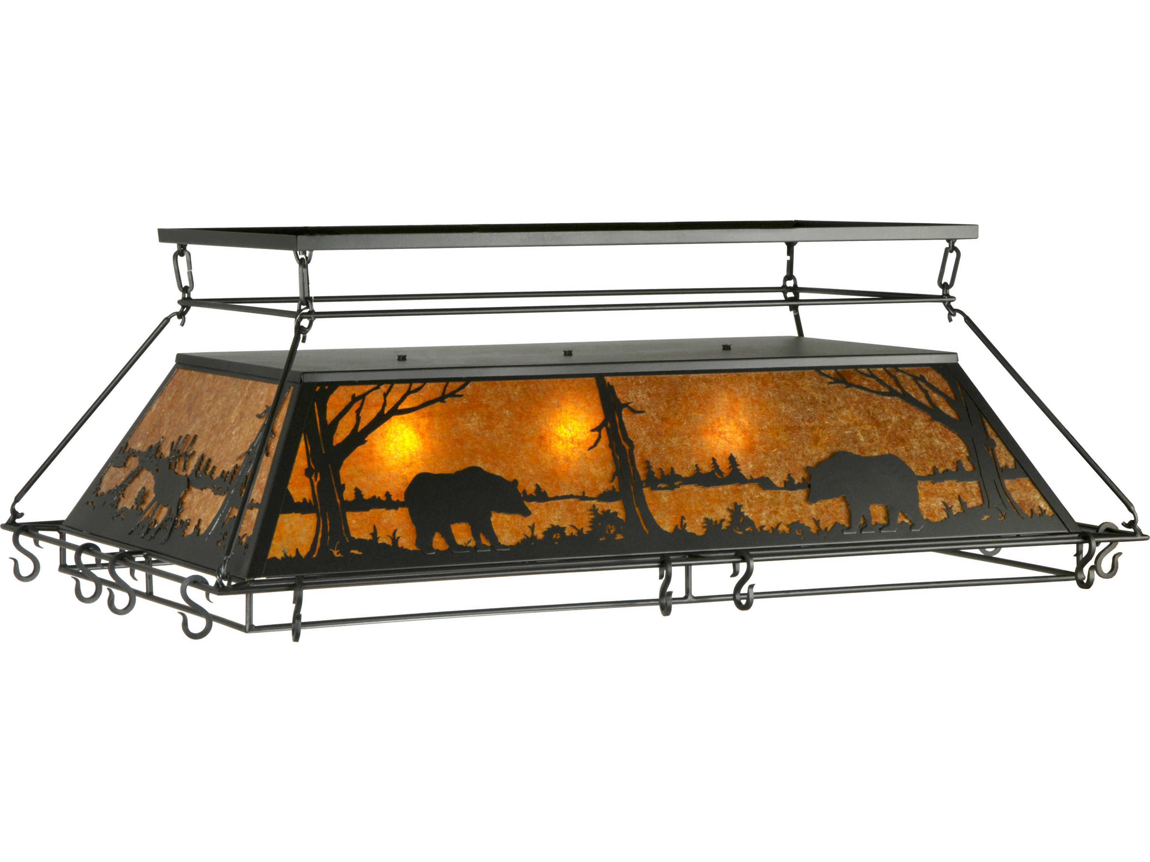 Rustic 3-Light Black Geometric Island Pendant