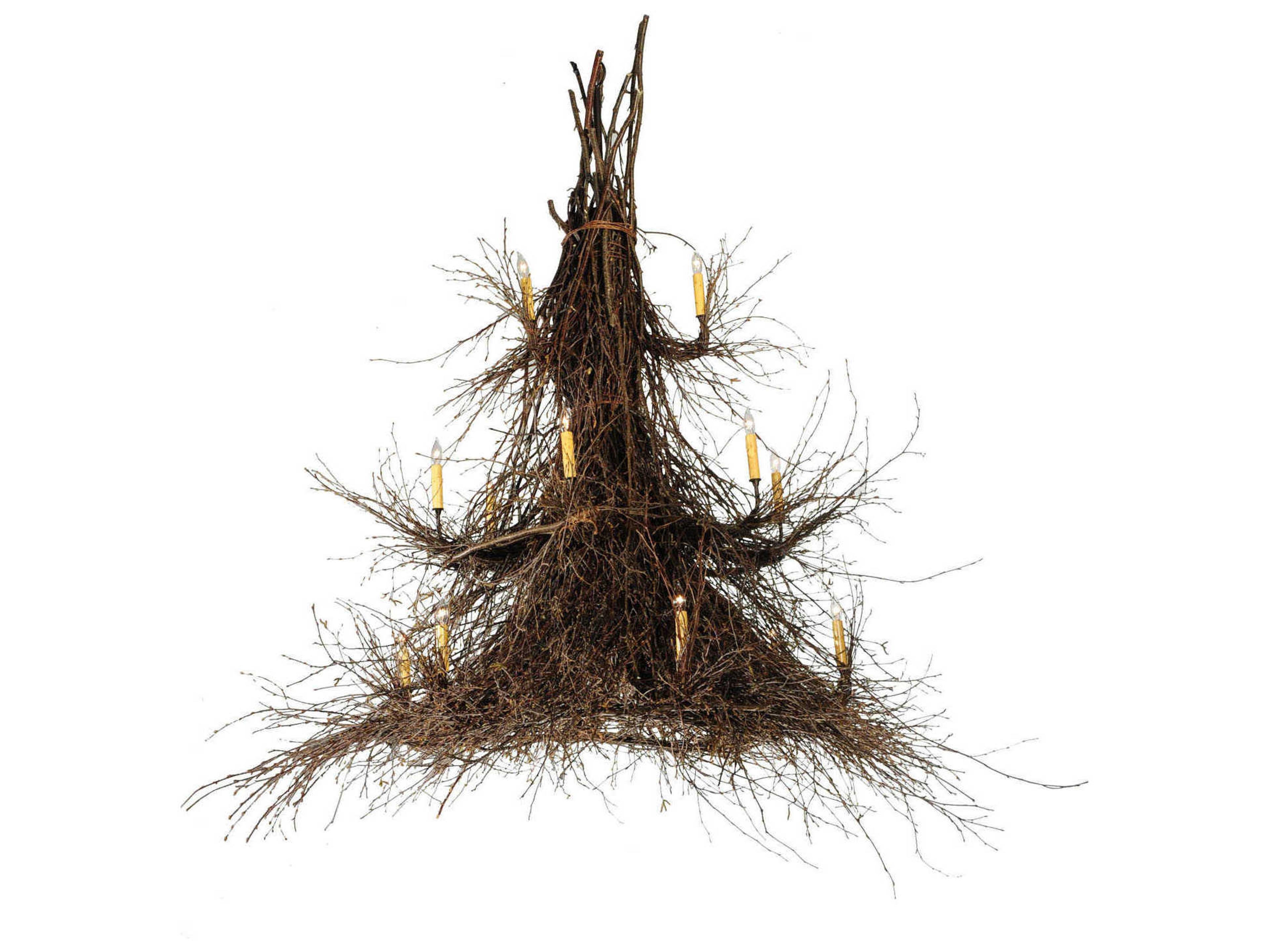 Twigs 15-Light Bronze Candelabra Tiered Chandelier