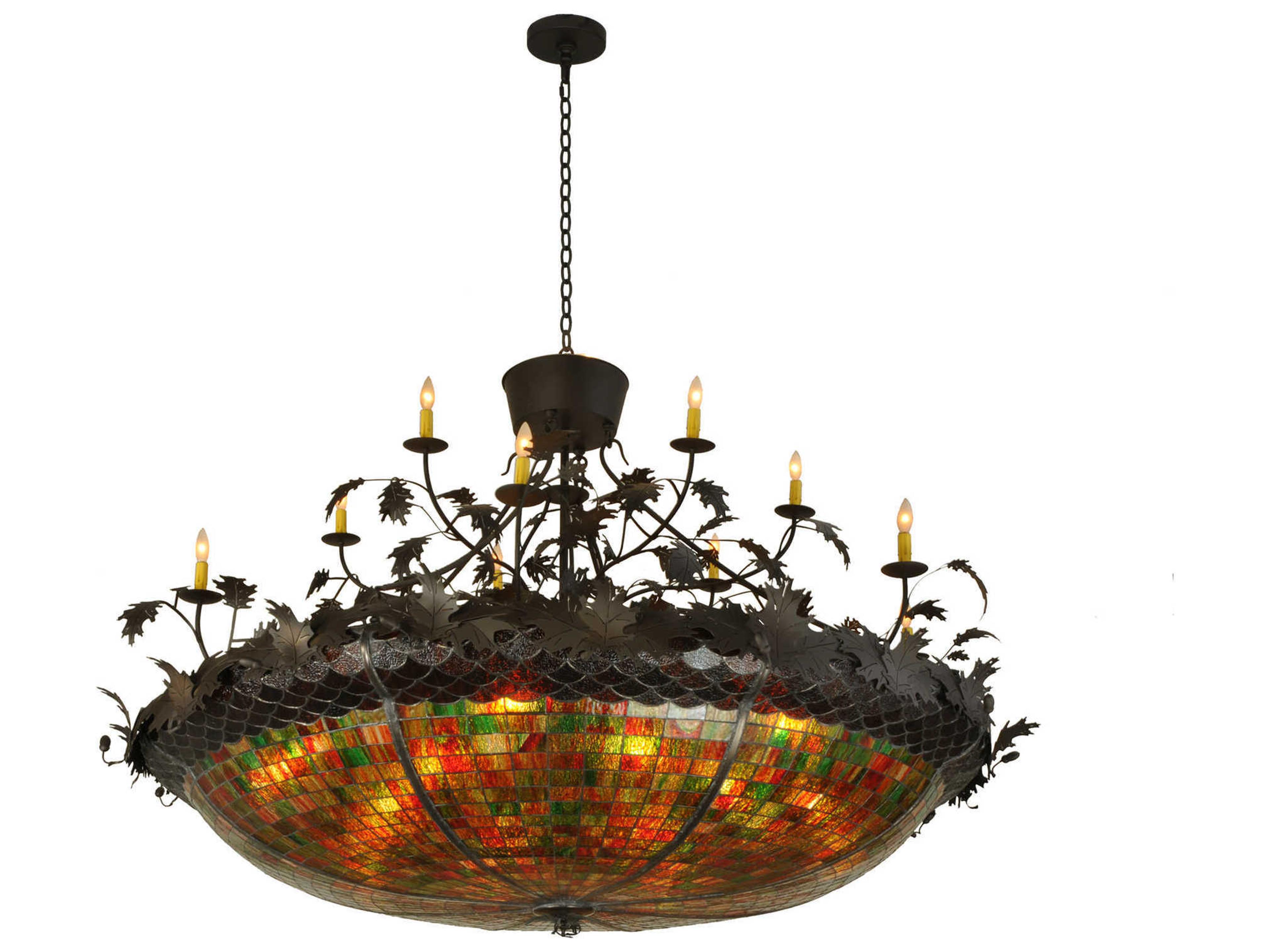 Greenbriar Oak 1-Light Brown Tiffany Candelabra Chandelier