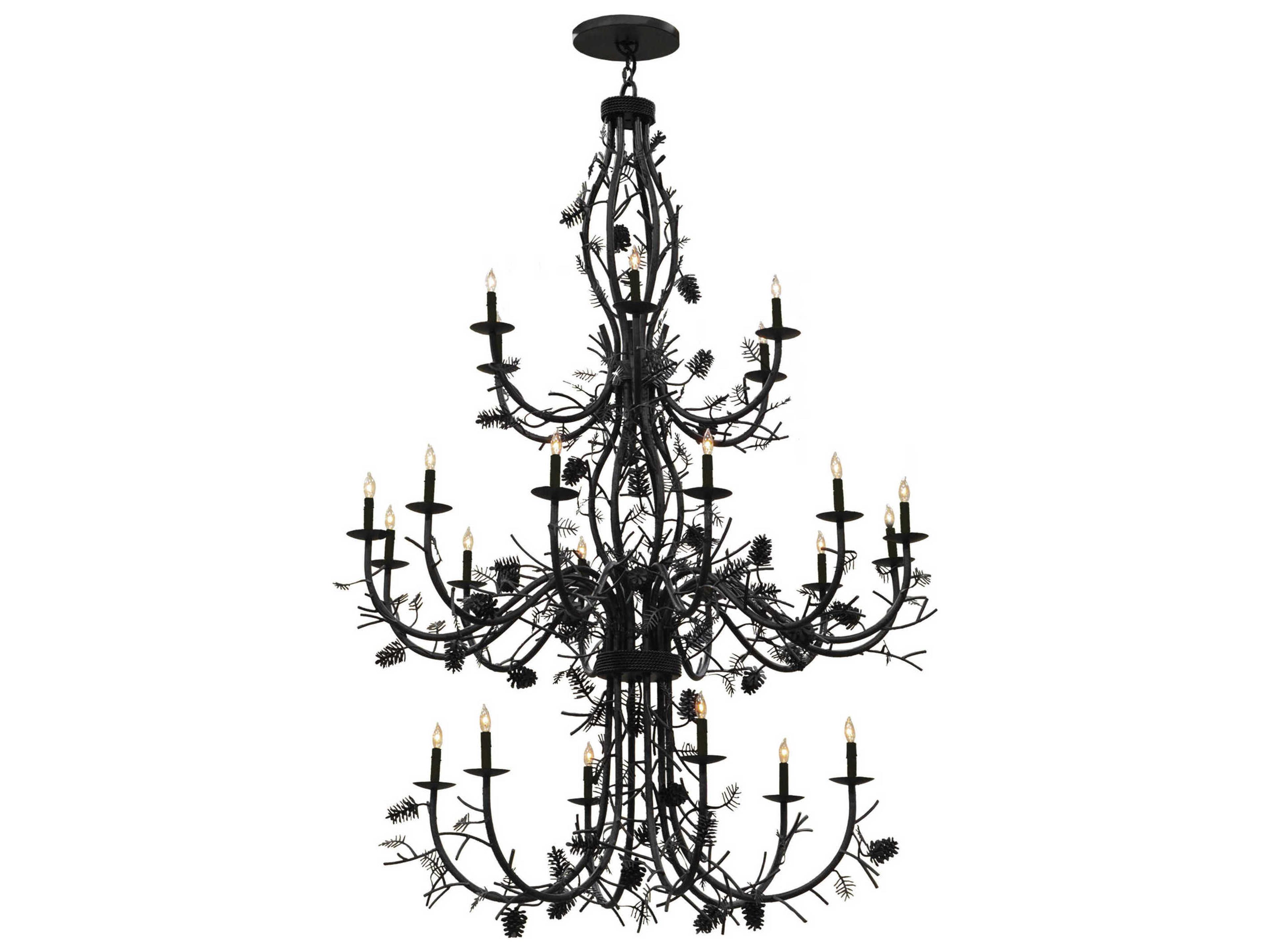 Rustic 2-Light Black Candelabra Chandelier