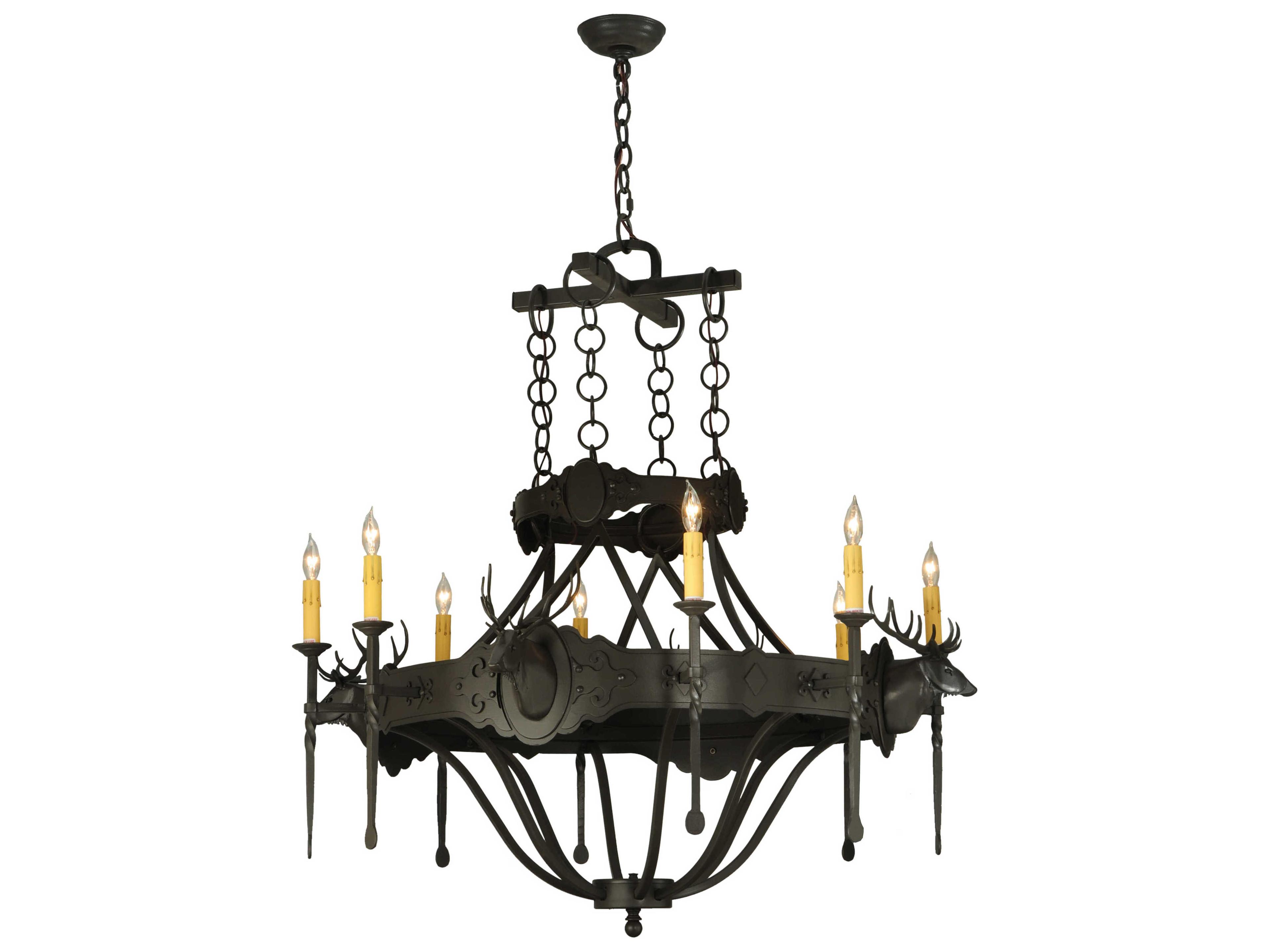 Rustic 8-Light Bronze Candelabra Round Chandelier