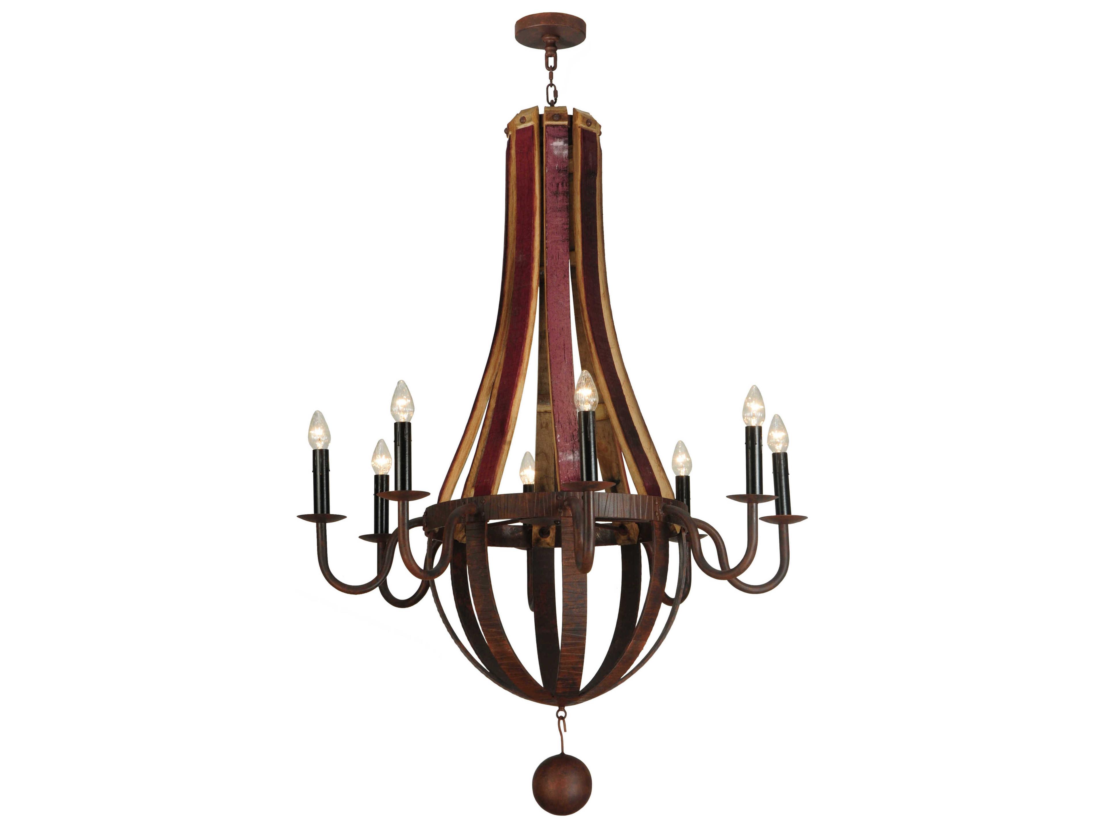 Barrel Stave 8-Light Red Candelabra Chandelier