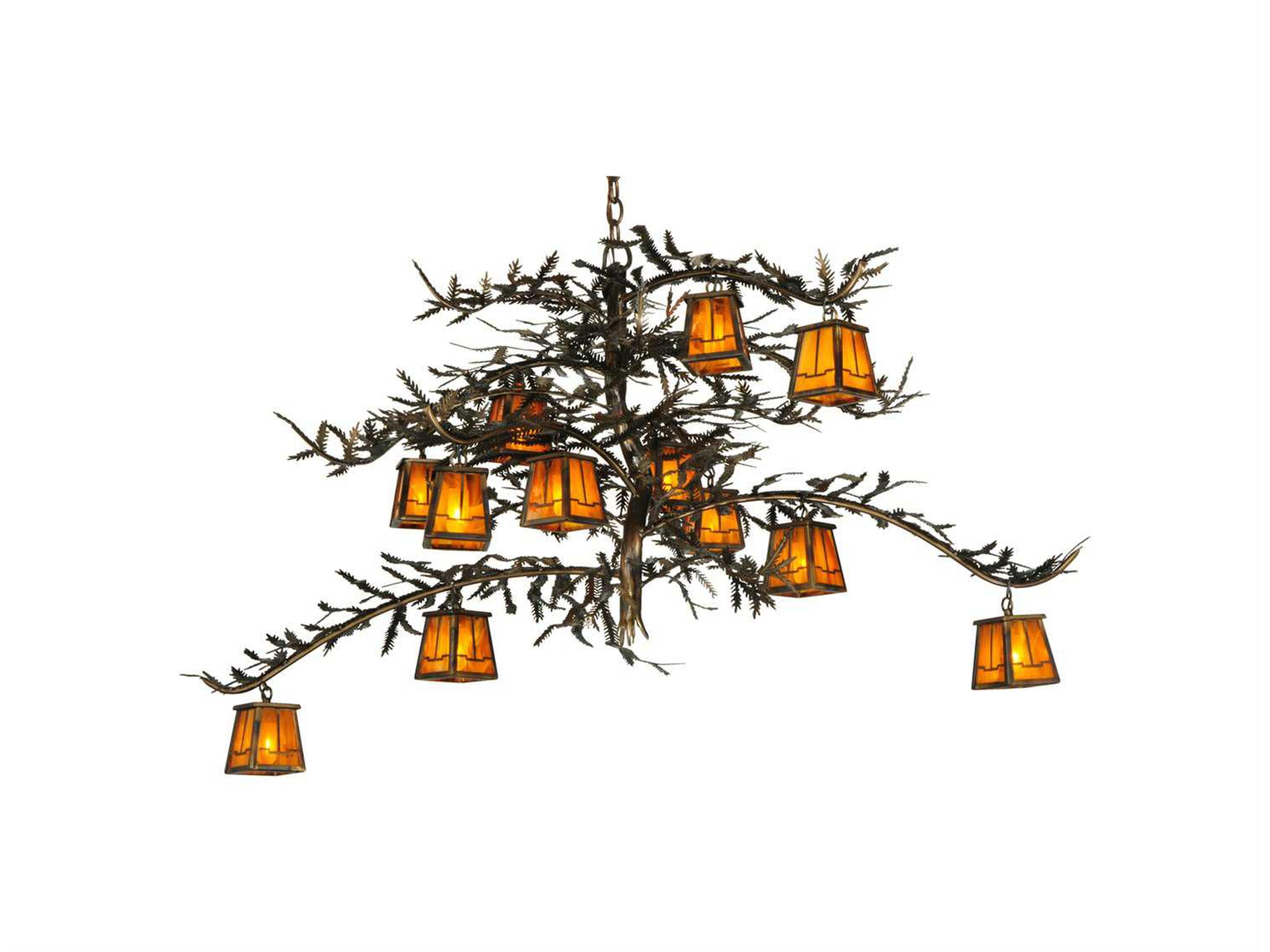 Pine Branch Valley View 12-Light Copper Lantern Chandelier