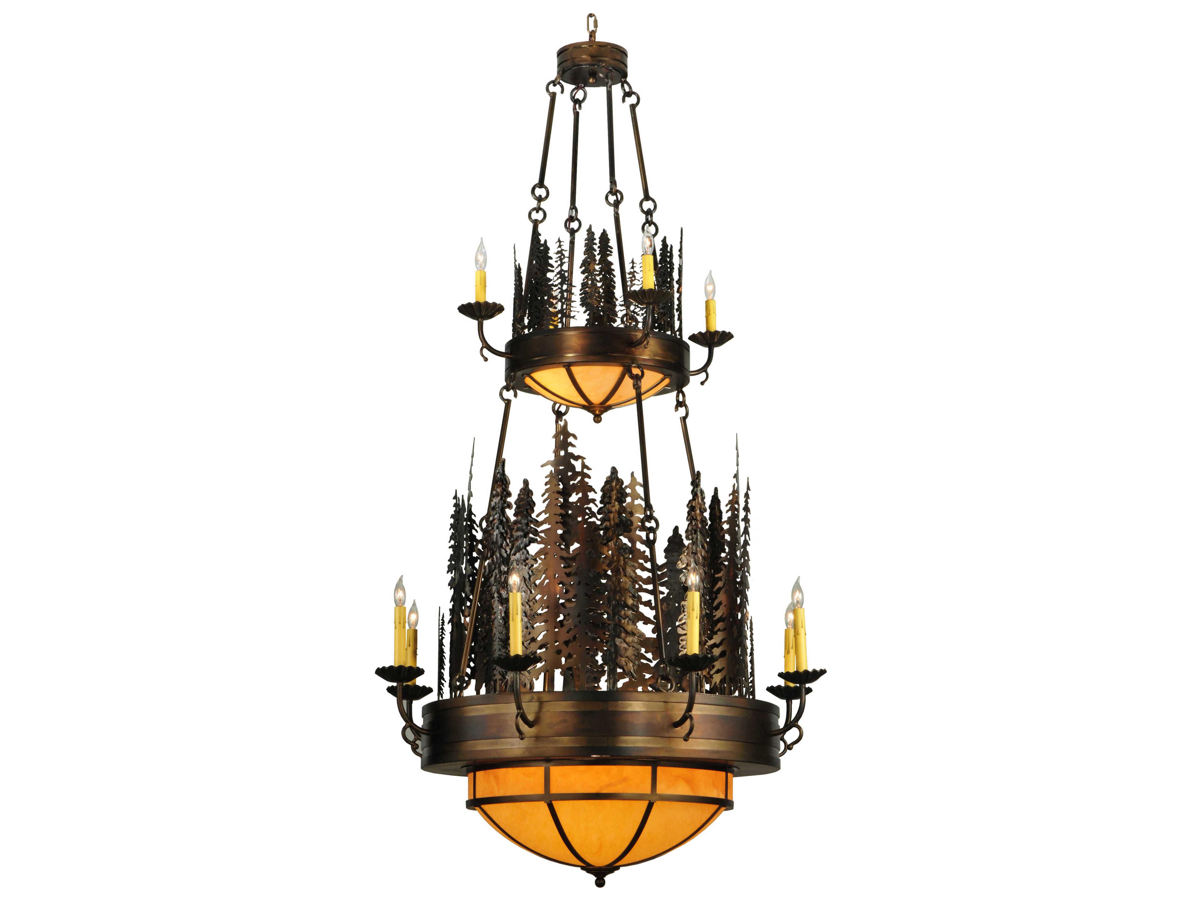 Rustic 17-Light Copper Candelabra Tiered Chandelier