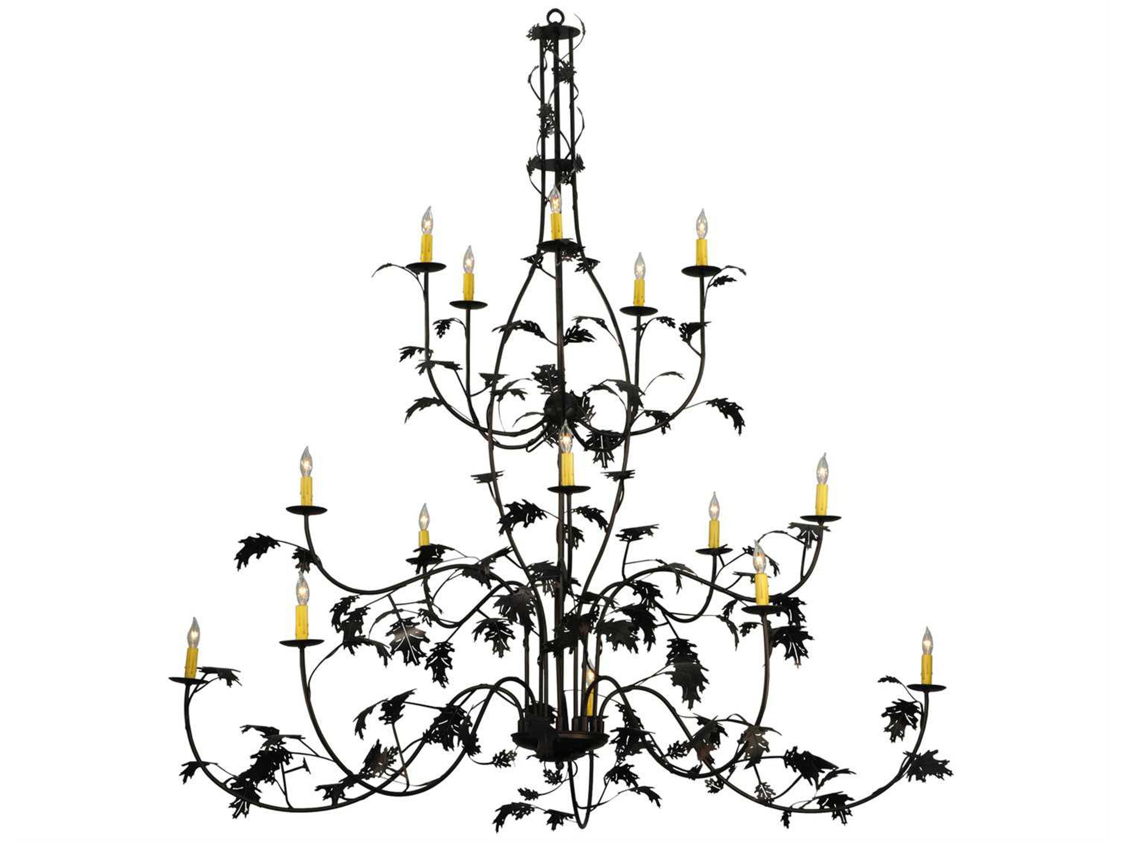 Oak Leaf 15-Light Green Chandelier