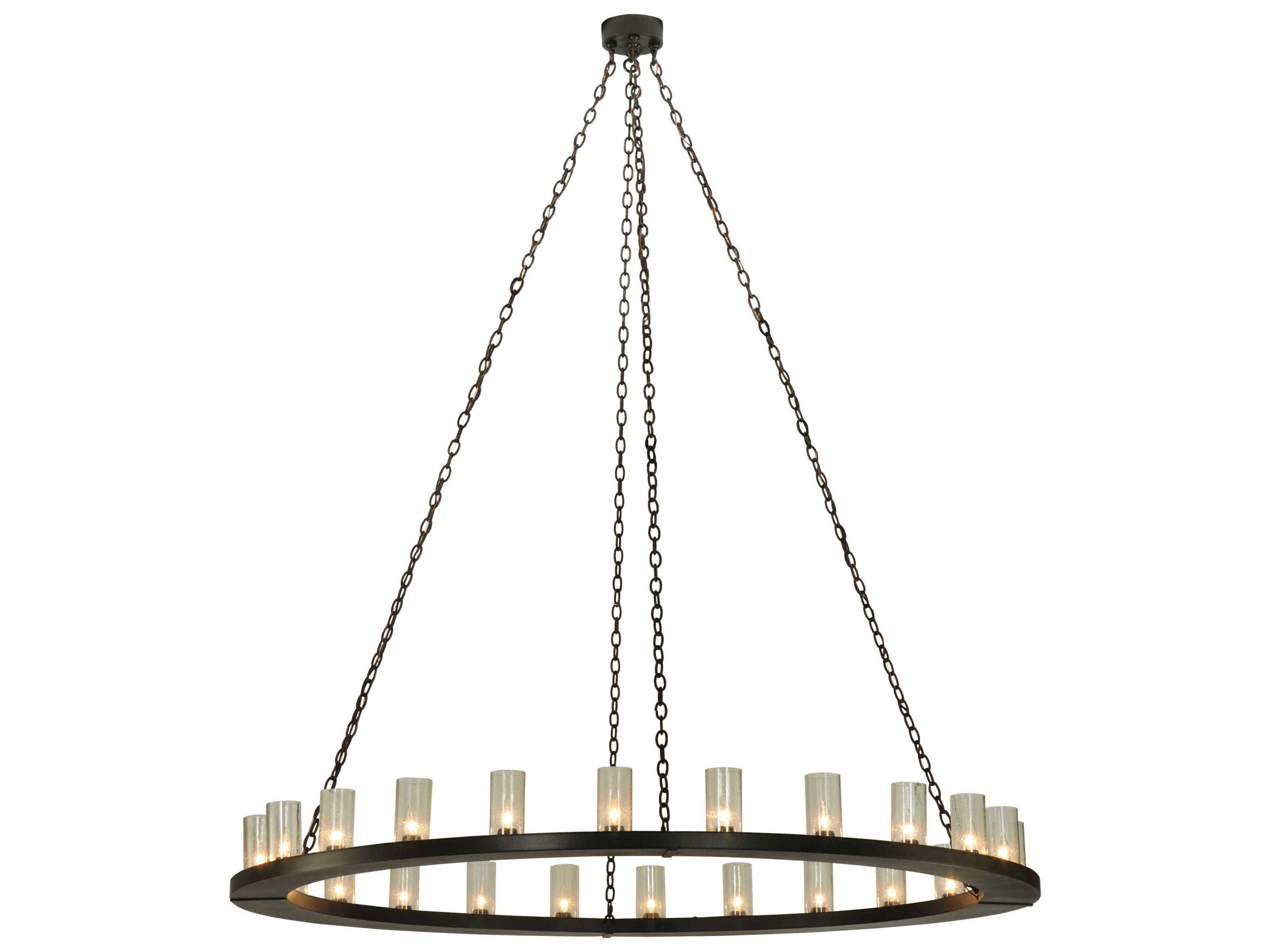Loxley 2-Light Bronze Glass Cylinder Round Chandelier