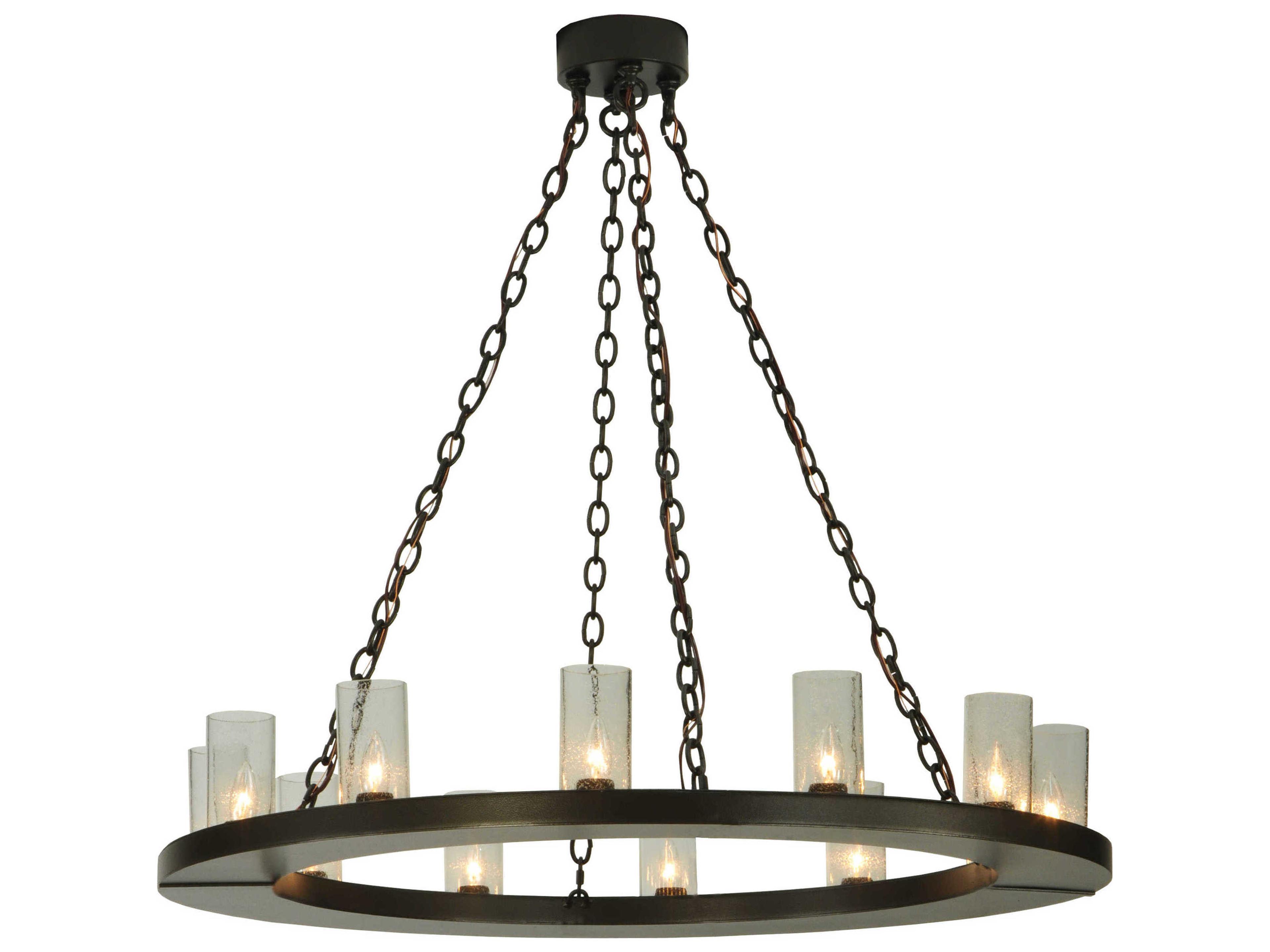 Loxley 12-Light Bronze Glass Cylinder Round Chandelier