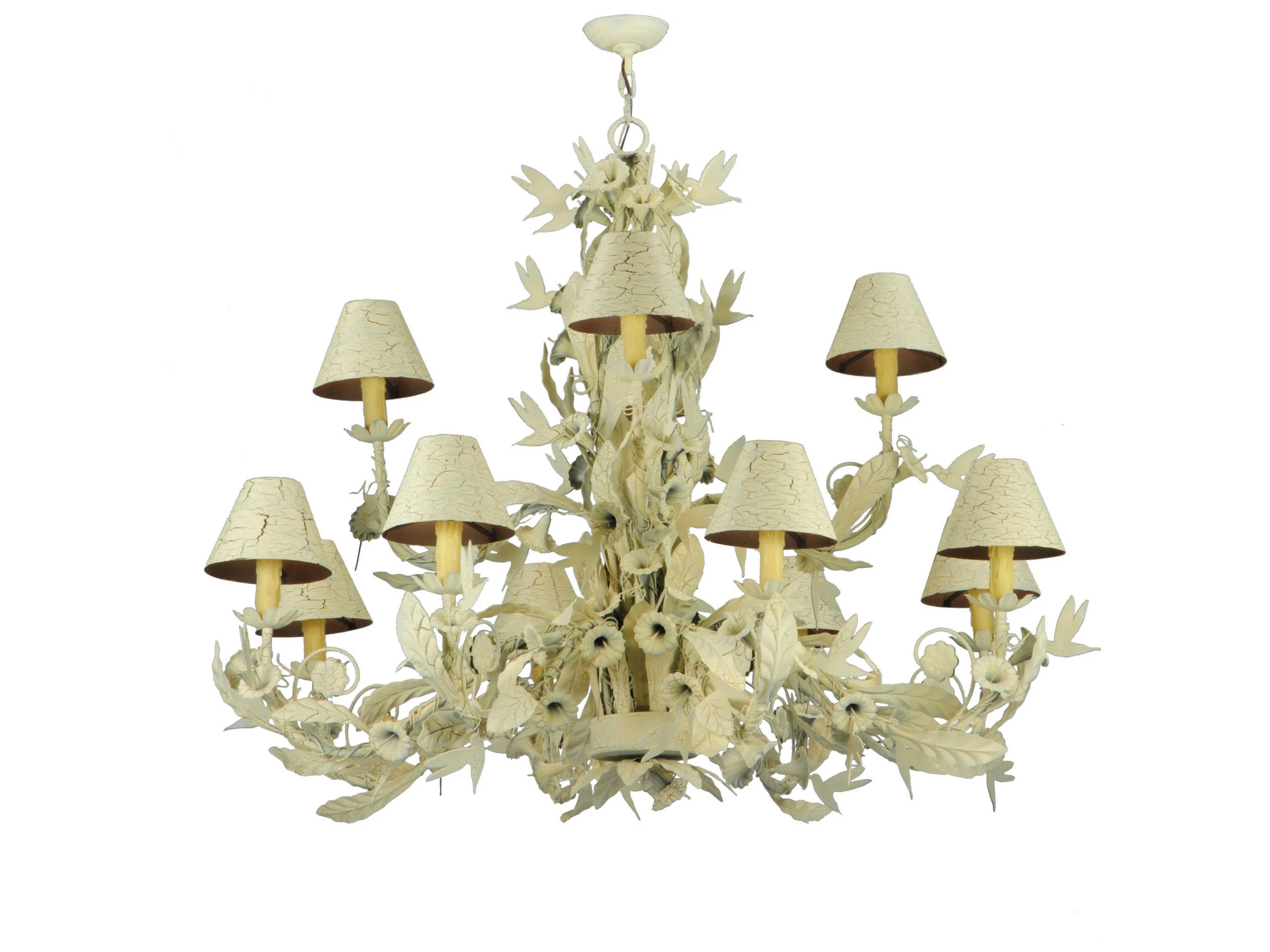 Rustic 12-Light Green Empire Tiered Chandelier