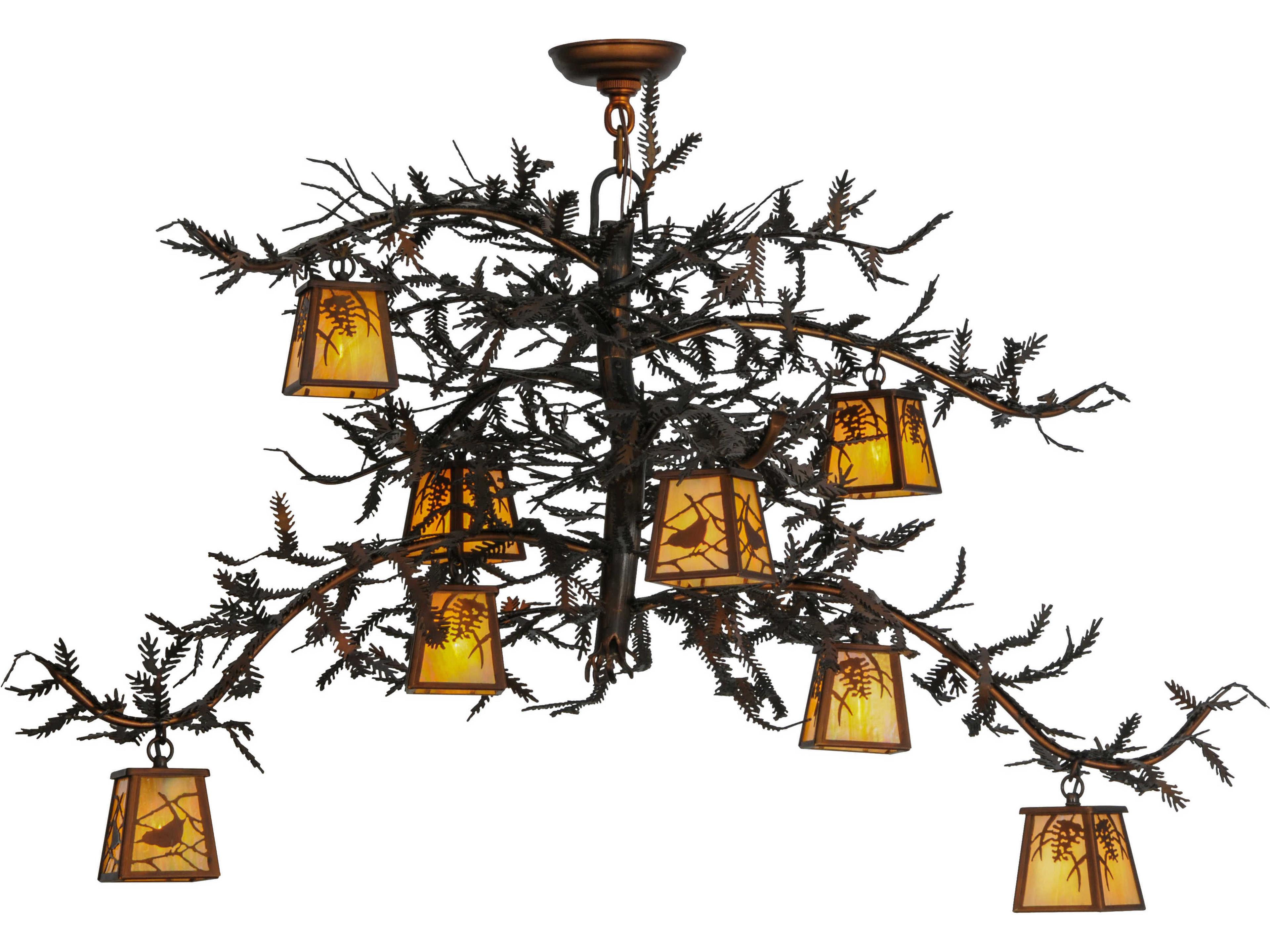 Rustic 8-Light Copper Lantern Chandelier