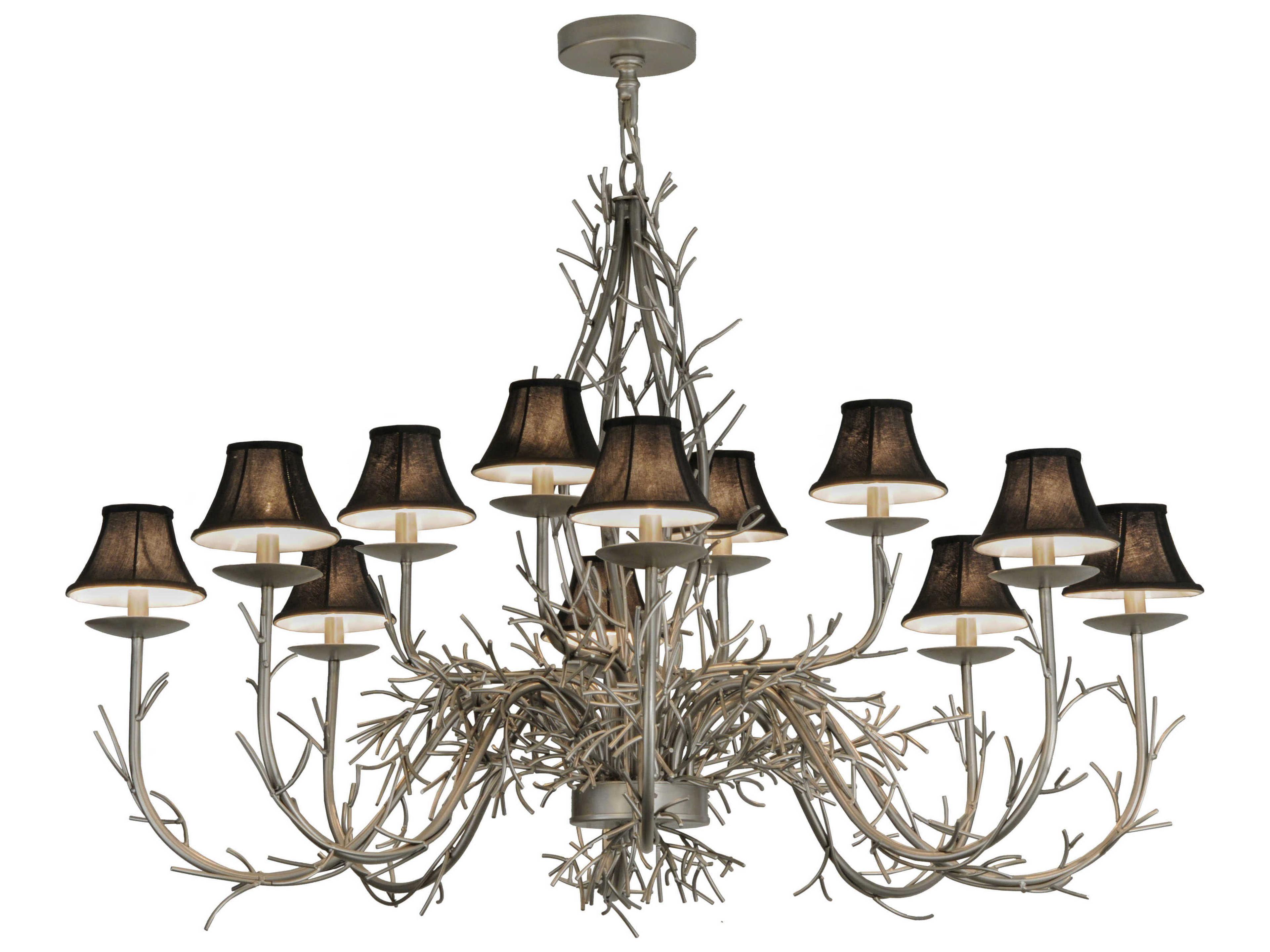 Rustic 12-Light Nickel Empire Chandelier