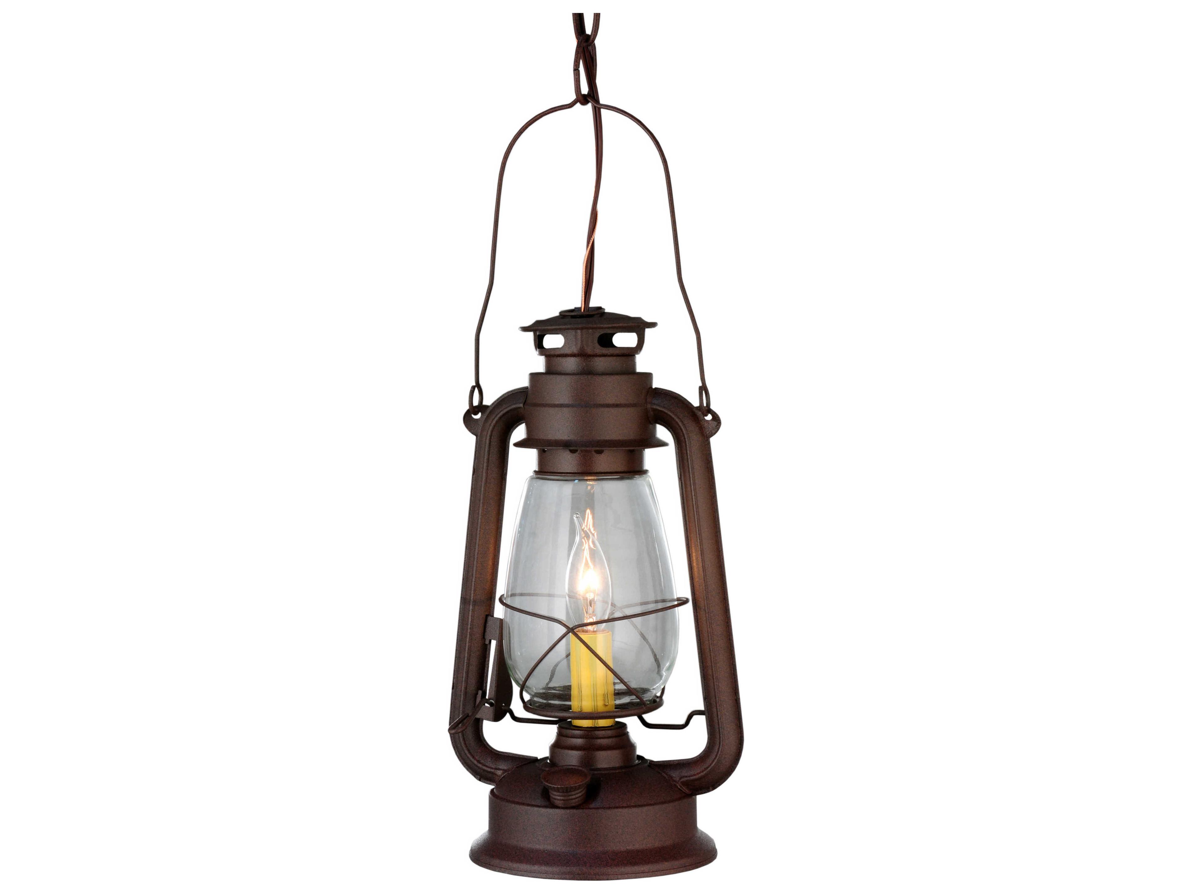 Rustic 1-Light Red Lantern Mini Pendant