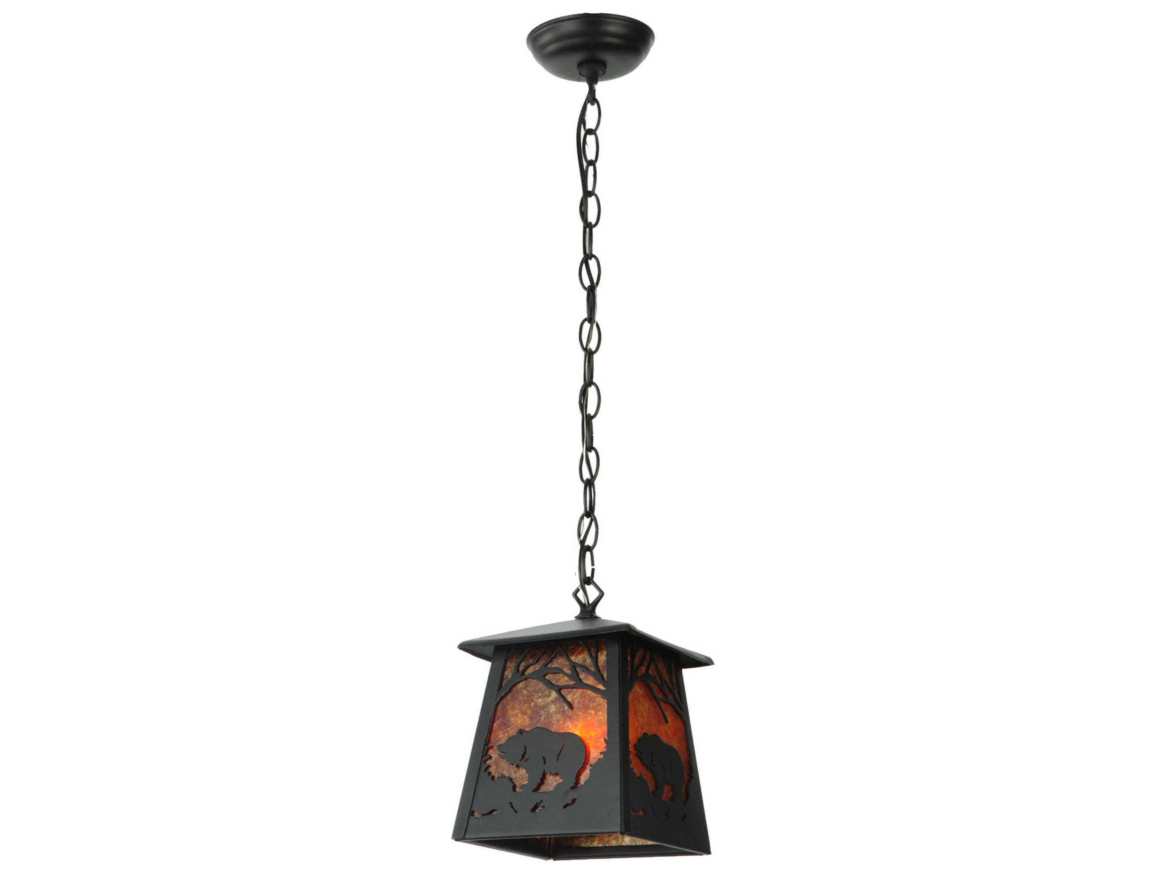 Grizzly Bear 1-Light Black Lantern Mini Pendant