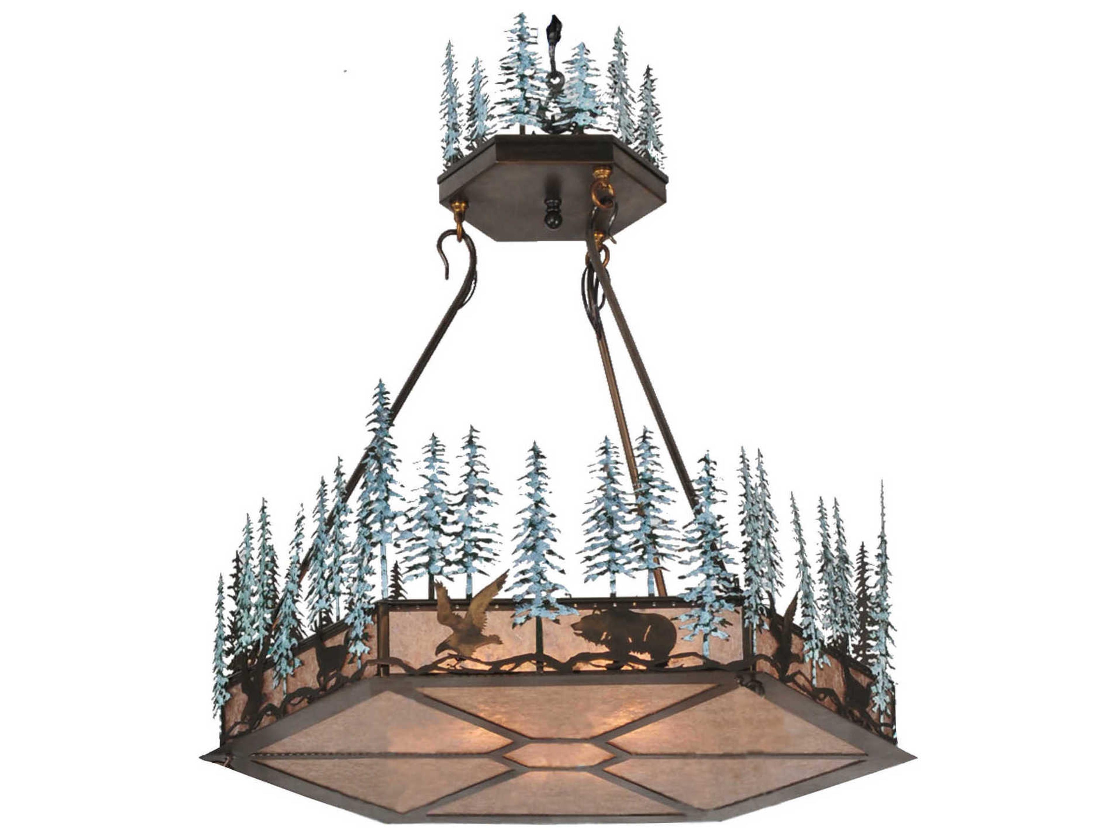 Rustic 3-Light Copper Geometric Pendant