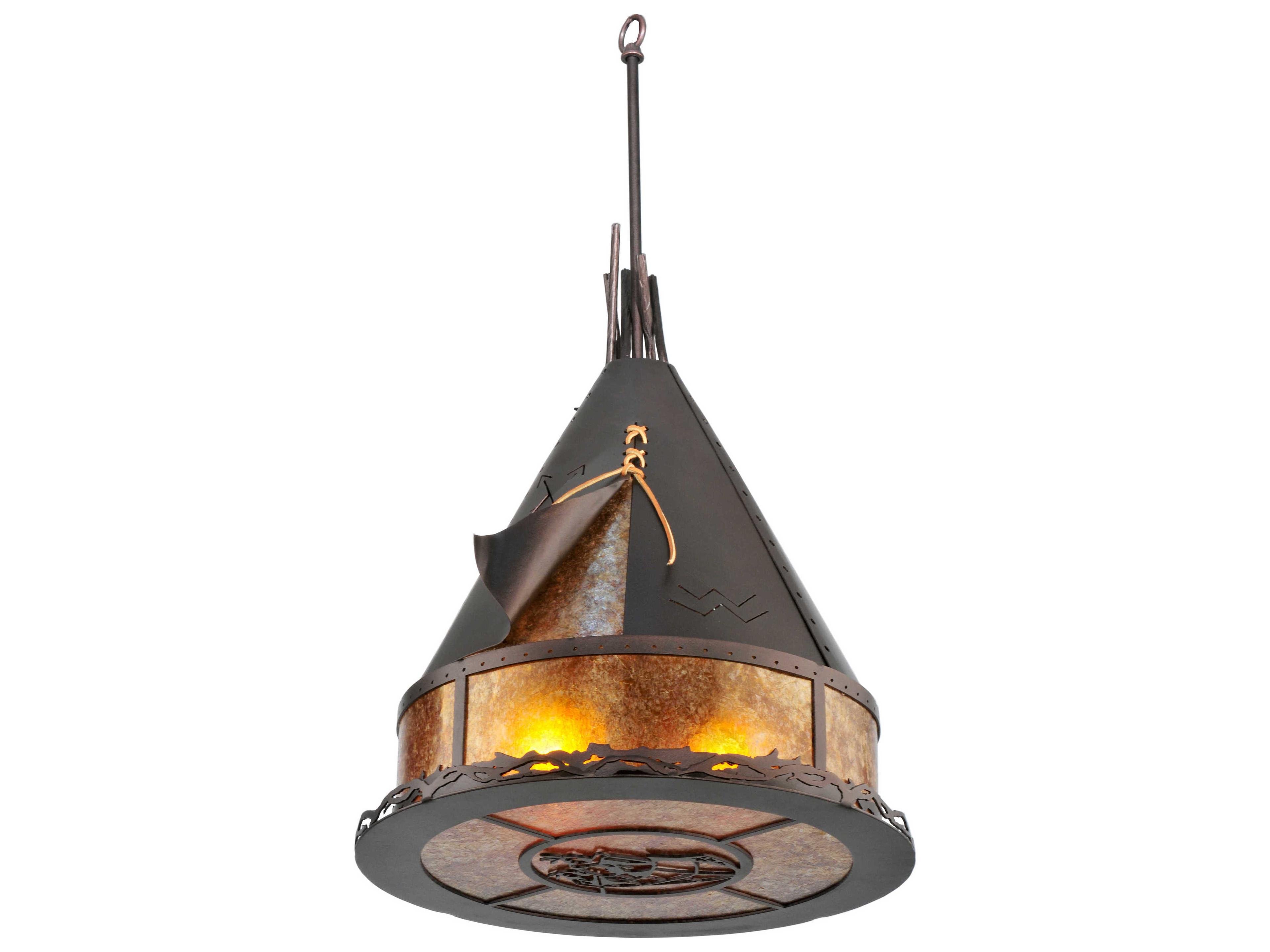 Rustic 2-Light Bronze Geometric Pendant