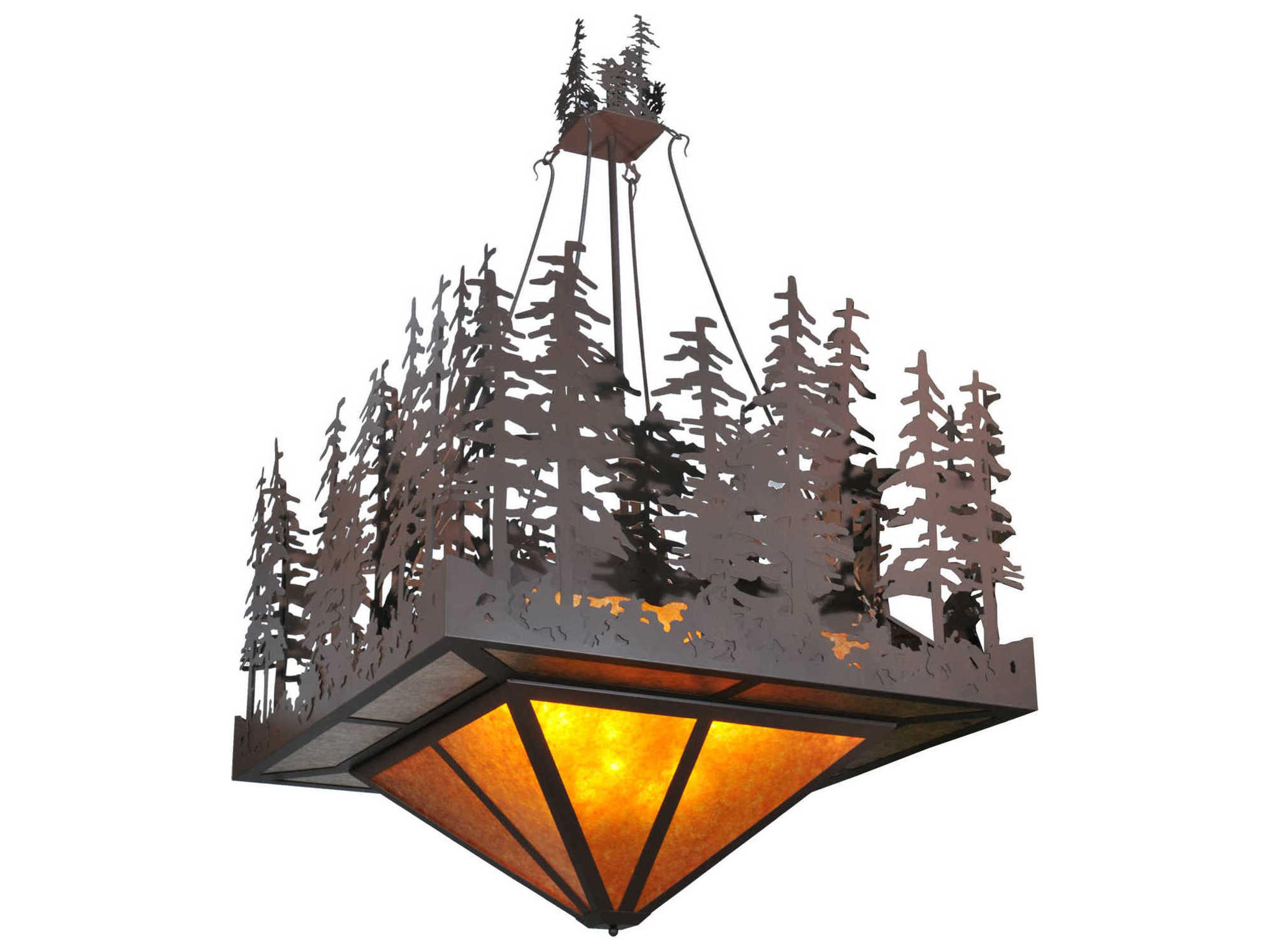 Rustic 11-Light Brown Geometric Pendant